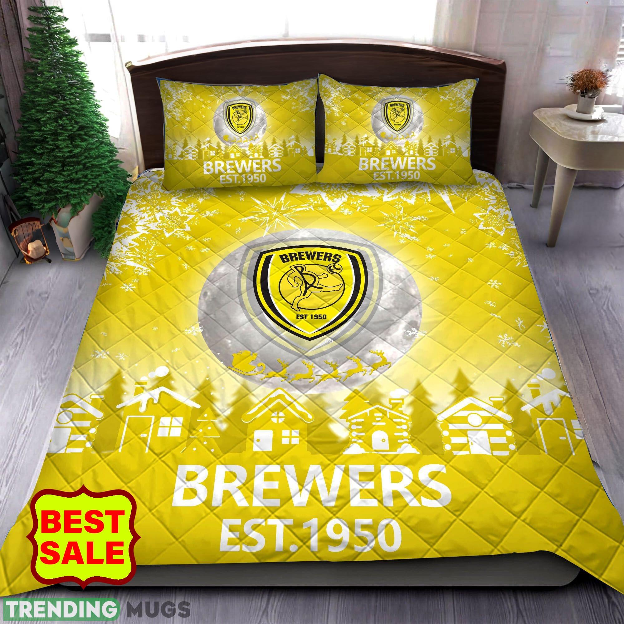 EFL Burton Albion FC Big Logo Christmas Quilt Sets Yellow Full Size King Queen Twin - EFL Burton Albion FC Quilt Set_1 EFL Burton Albion FC Big Logo Christmas Quilt Sets Yellow Full Size King Queen Twin - EFL Burton Albion FC Quilt Set_1