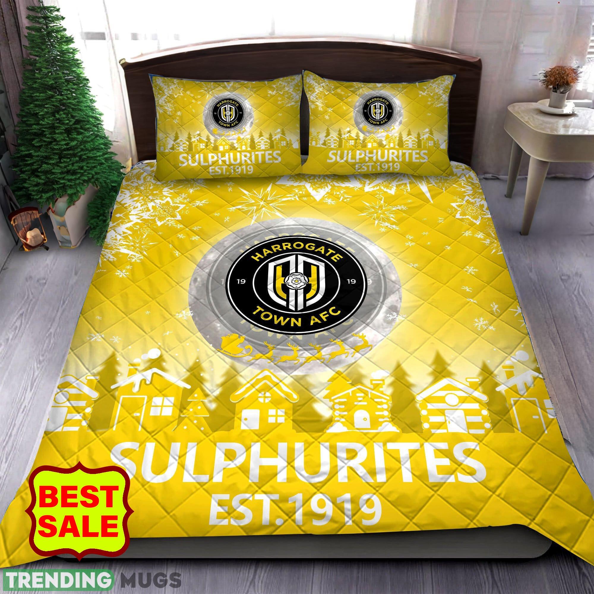 EFL Harrogate Town AFC Fans Comfort Quilt Sets Yellow Full Size King Queen - EFL Harrogate Town AFC Quilt Set_1 EFL Harrogate Town AFC Fans Comfort Quilt Sets Yellow Full Size King Queen - EFL Harrogate Town AFC Quilt Set_1