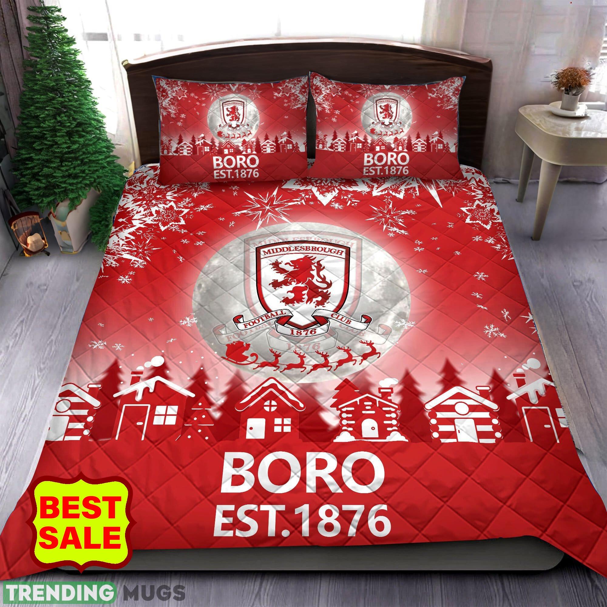 EFL Middlesbrough FC Big Logo Christmas Quilt Sets Comfort Full Size King Queen Twin - EFL Middlesbrough FC Quilt Set_1 EFL Middlesbrough FC Big Logo Christmas Quilt Sets Comfort Full Size King Queen Twin - EFL Middlesbrough FC Quilt Set_1