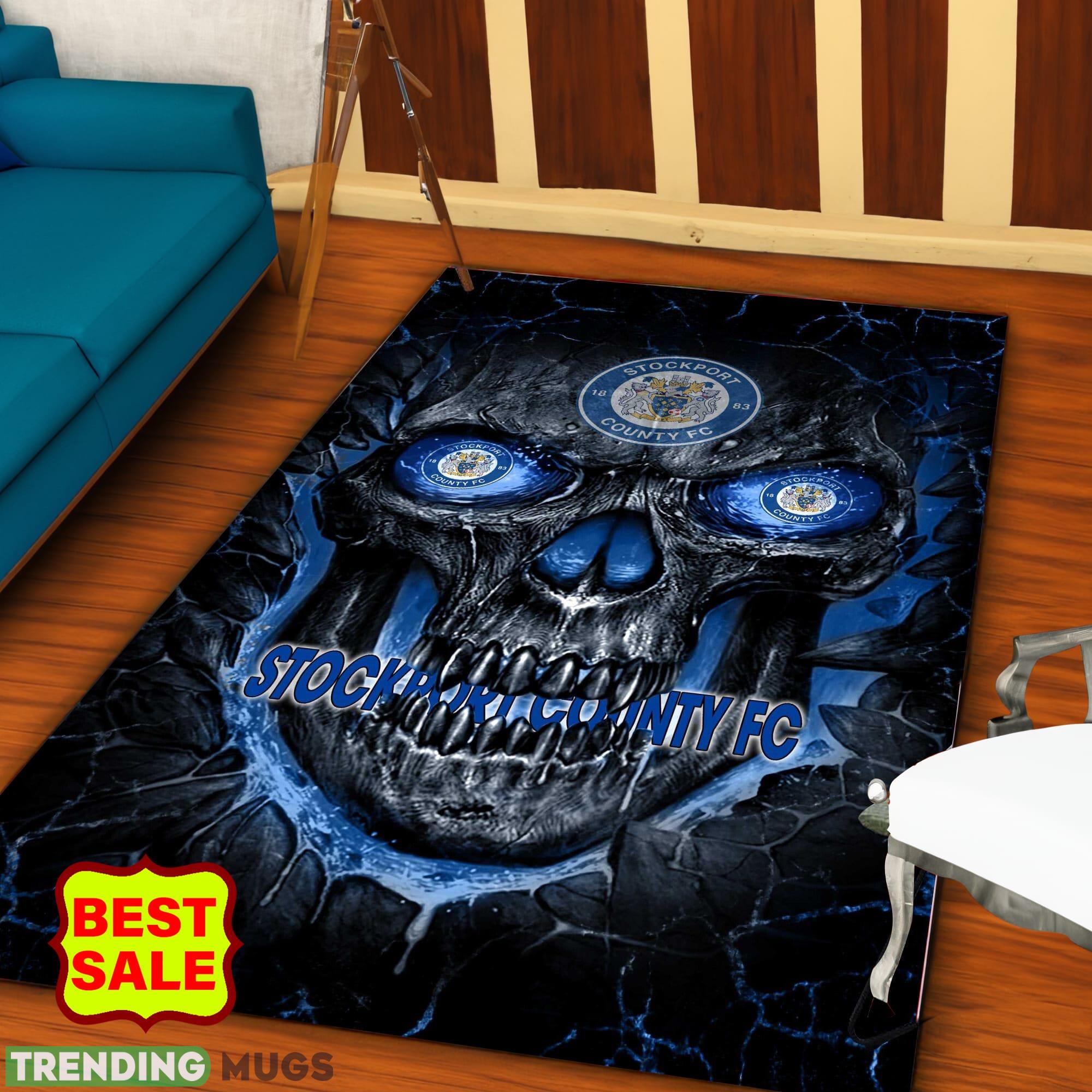 EFL Skull Stockport County F.C Logo For Fans Area Rugs Living Room Indoor And Outdoor - EFL Skull Stockport County F.C Rugs_1 EFL Skull Stockport County F.C Logo For Fans Area Rugs Living Room Indoor And Outdoor - EFL Skull Stockport County F.C Rugs_1