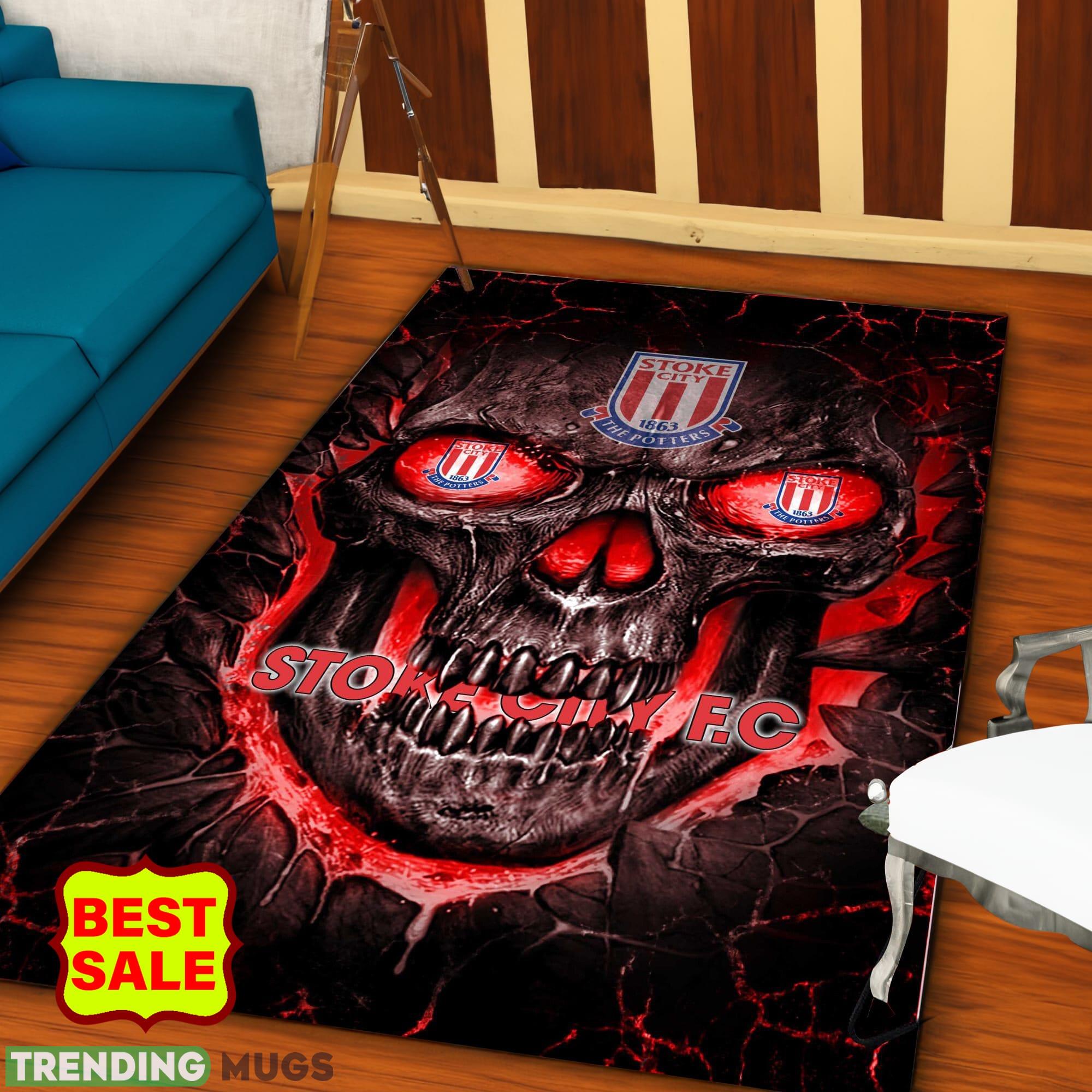 EFL Skull Stoke City F.C Logo For Fans Area Rugs Living Room Indoor And Outdoor - EFL Skull Stoke City F.C Rugs_1