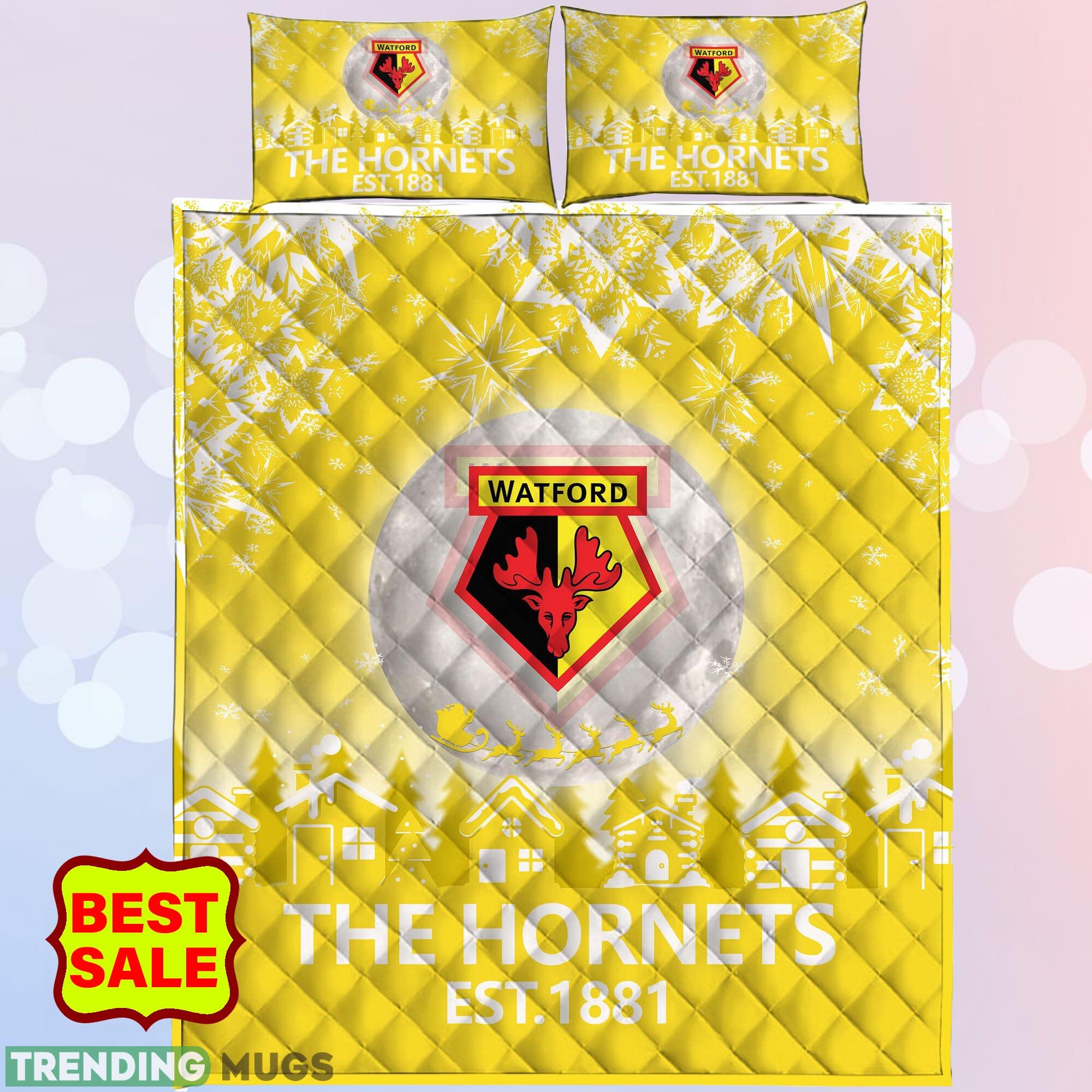 EFL Watford Big Logo Christmas Quilt Sets Yellow Full Size King Queen Twin Quilt Set EFL Watford Big Logo Christmas Quilt Sets Yellow Full Size King Queen Twin Quilt Set