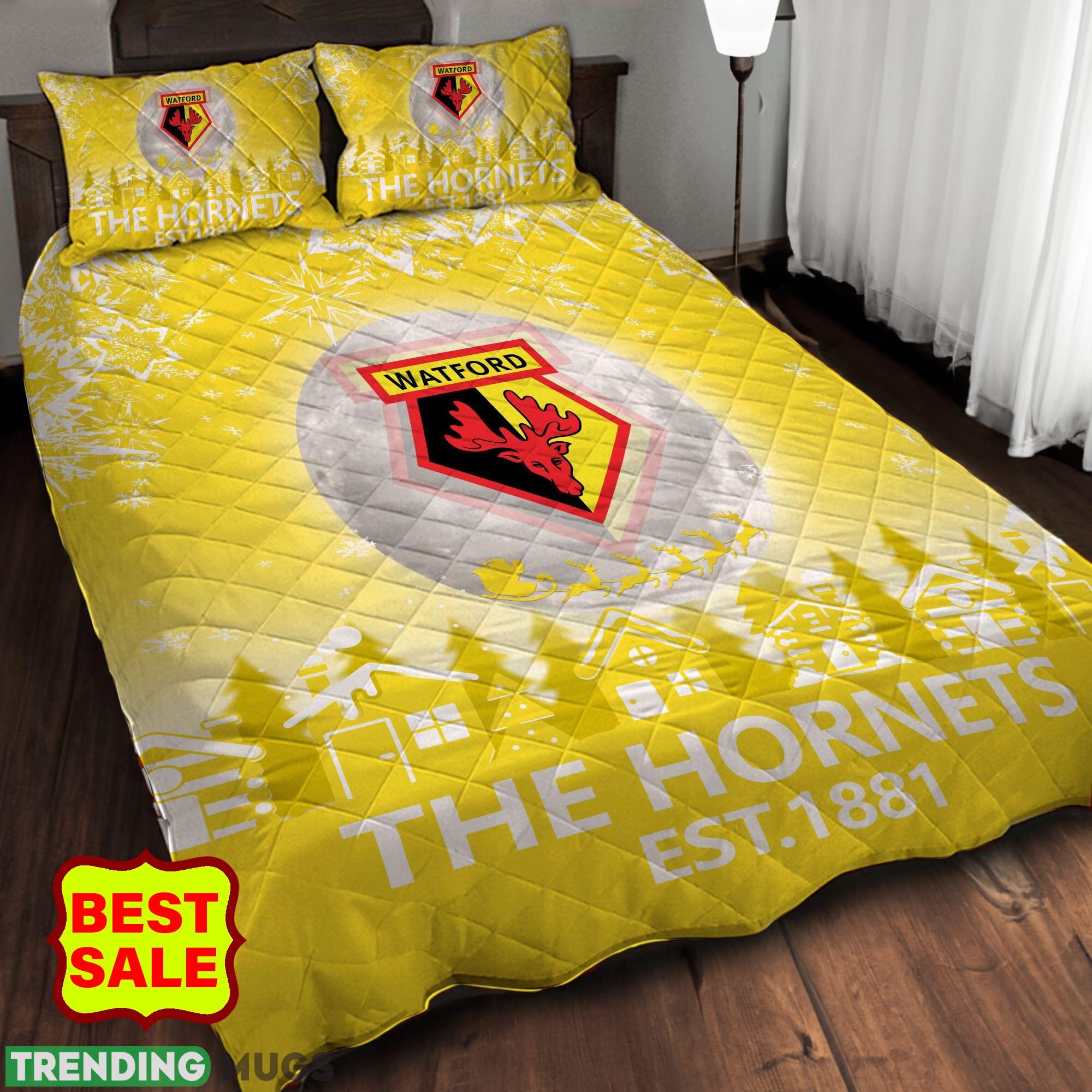 EFL Watford Big Logo Christmas Quilt Sets Yellow Full Size King Queen Twin Quilt Set EFL Watford Big Logo Christmas Quilt Sets Yellow Full Size King Queen Twin Quilt Set