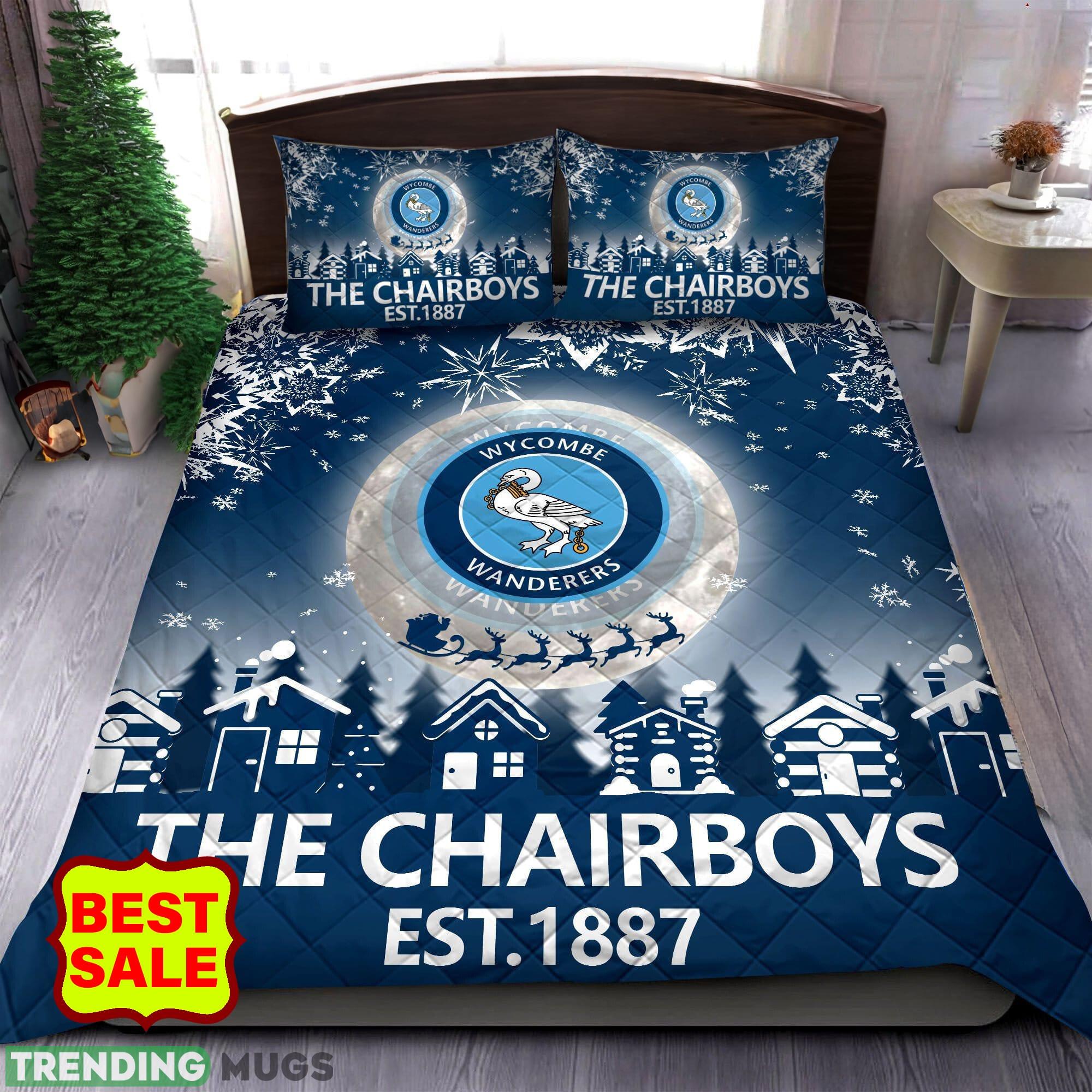 EFL Wycombe Wanderers FC Big Logo Christmas Quilt Sets Full Size King Queen Twin - EFL Wycombe Wanderers FC Quilt Set_1 EFL Wycombe Wanderers FC Big Logo Christmas Quilt Sets Full Size King Queen Twin - EFL Wycombe Wanderers FC Quilt Set_1