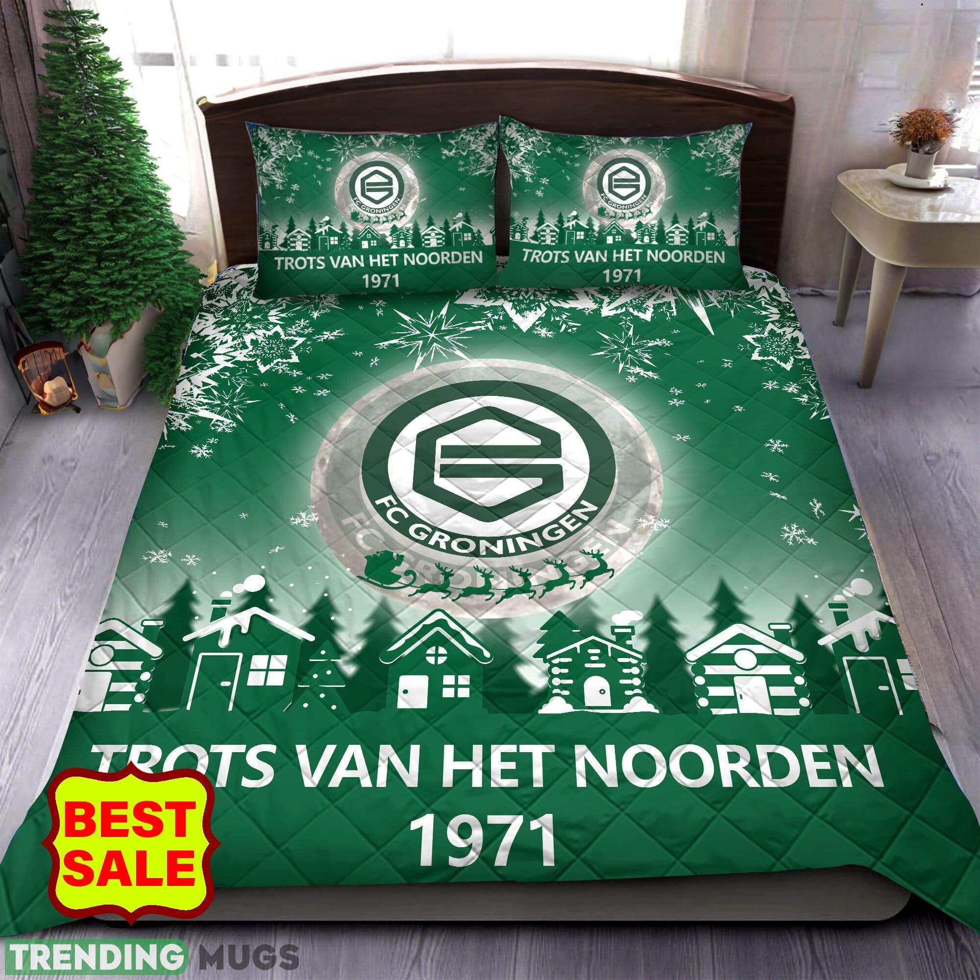 Eredivisie FC Groningen Big Logo Christmas Green Quilt Sets Comfort Full Size King Queen Twin - Eredivisie FC Groningen Quilt Set_1 Eredivisie FC Groningen Big Logo Christmas Green Quilt Sets Comfort Full Size King Queen Twin - Eredivisie FC Groningen Quilt Set_1
