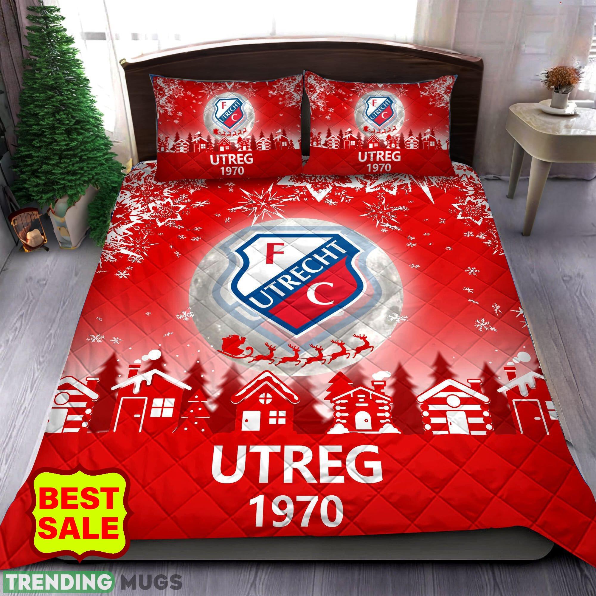 Eredivisie FC Utrecht Big Logo Christmas Red Quilt Sets Comfort Full Size King Queen Twin - Eredivisie FC Utrecht Quilt Set_1 Eredivisie FC Utrecht Big Logo Christmas Red Quilt Sets Comfort Full Size King Queen Twin - Eredivisie FC Utrecht Quilt Set_1