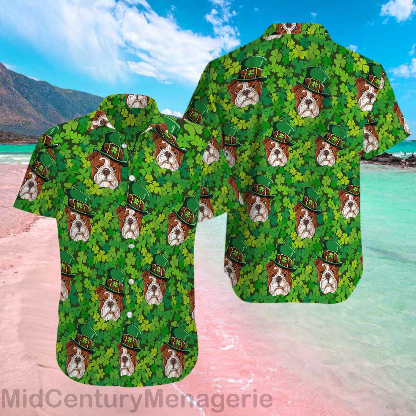Happy St Patrick's Shirt, Irish English Bulldog Shirt, Lucky Shamrock Shirt, Irish Summer Hawaiian Shirt Hawaiian Shirt Happy St Patrick's Shirt, Irish English Bulldog Shirt, Lucky Shamrock Shirt, Irish Summer Hawaiian Shirt - 010723-194021