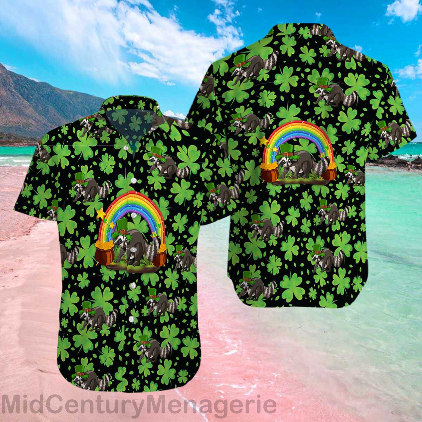 Happy St Patrick's Shirt, Irish Raccoon Shirt, Lucky Shamrock Shirt, Irish Summer Style 8 Hawaiian Shirt Hawaiian Shirt Happy St Patrick's Shirt, Irish Raccoon Shirt, Lucky Shamrock Shirt, Irish Summer Style 8 Hawaiian Shirt - 010723-194357