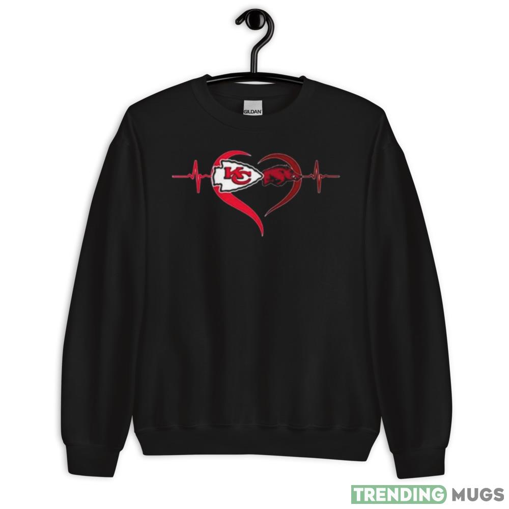 Heartbeat Kansas City Chiefs And Arkansas Razorbacks shirt - 18000 Unisex Heavy Blend Crewneck Sweatshirt Heartbeat Kansas City Chiefs And Arkansas Razorbacks shirt - 18000 Unisex Heavy Blend Crewneck Sweatshirt