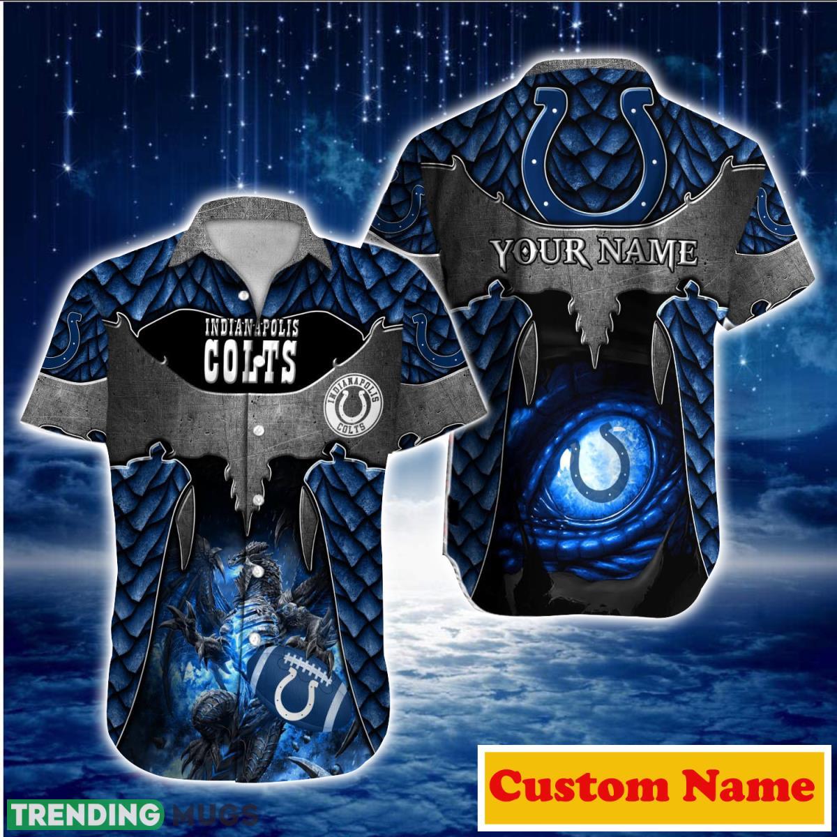 Indianapolis Colts NFL Custom Name Hawaiian Shirt For Men And Women Best Gift For True Fans Product Photo 1 Indianapolis Colts NFL Custom Name Hawaiian Shirt For Men And Women Best Gift For True Fans Product Photo 1