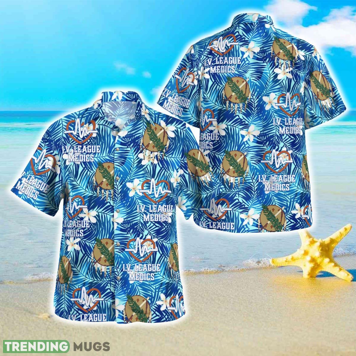 I.V. LEAGUE MEDICS In Blue Pattern Hawaiian Shirt Best Style For Men And Women Product Photo 1