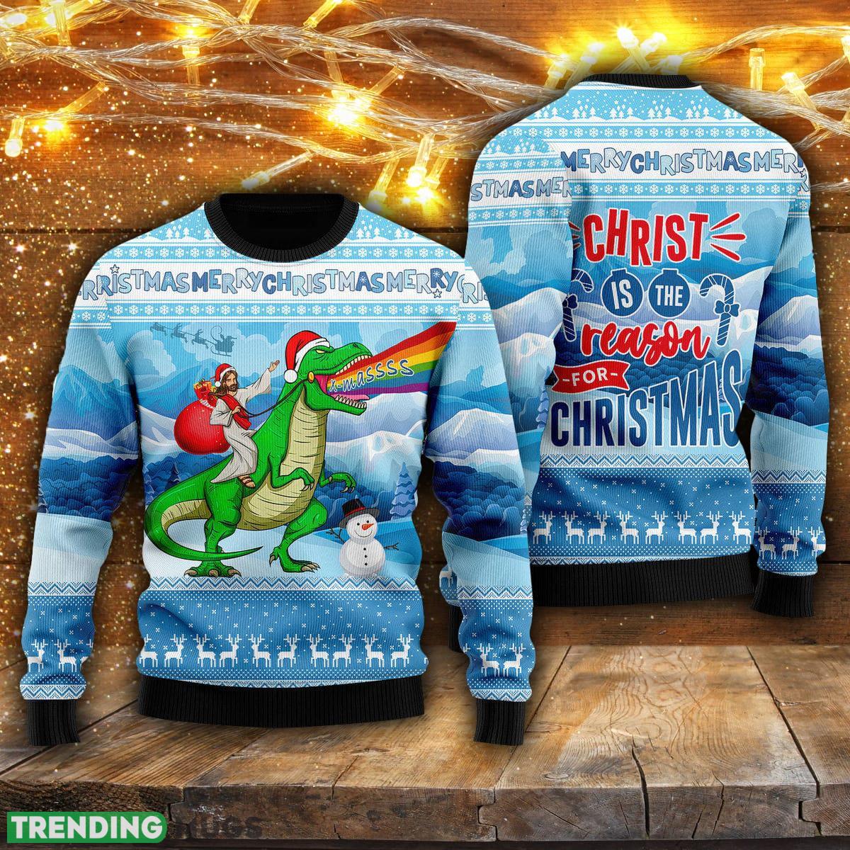 Jesus Riding A Dinosaur Jurassic ParkChristmas Jesus Ugly Christmas Sweater Men And Women Gift For Christmas - Jesus Riding A Dinosaur Jurassic ParkChristmas Jesus Ugly Christmas Sweater For Men & Women UH1911_1 Jesus Riding A Dinosaur Jurassic ParkChristmas Jesus Ugly Christmas Sweater Men And Women Gift For Christmas - Jesus Riding A Dinosaur Jurassic ParkChristmas Jesus Ugly Christmas Sweater For Men & Women UH1911_1