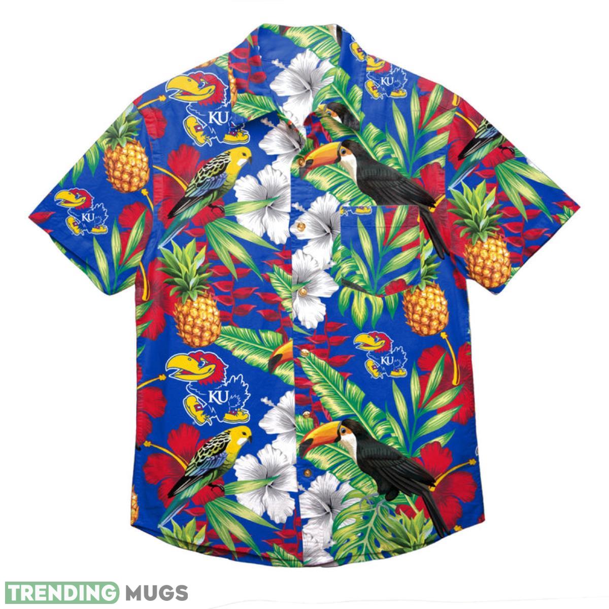 Kansas Jayhawks NCAA Floral Button Up Shirt Product Photo 1
