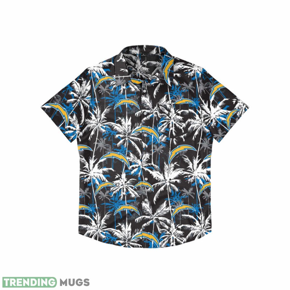 Los Angeles Chargers NFL Black Floral Button Up Shirt Product Photo 1