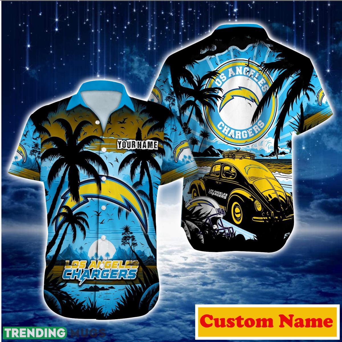 Los Angeles Chargers NFL Custom Name Hawaiian Shirt For Men And Women Style Gift For Fans Product Photo 1 Los Angeles Chargers NFL Custom Name Hawaiian Shirt For Men And Women Style Gift For Fans Product Photo 1