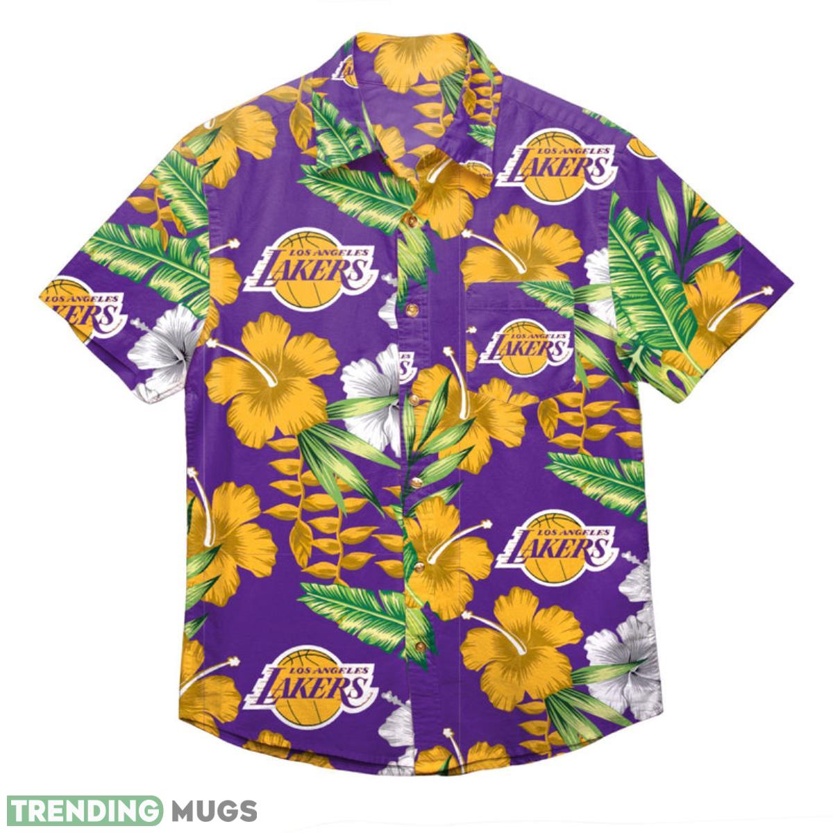 Los Angeles Lakers NBA Floral Button Up Shirt Product Photo 1