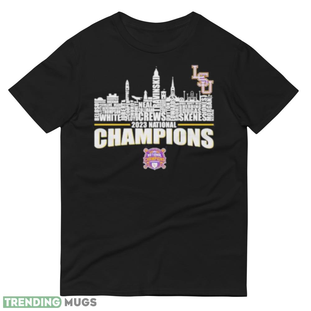 LSU Tiger Baseball Players Names City Skyline 2023 National Champions Shirt Dark Shirt LSU Tiger Baseball Players Names City Skyline 2023 National Champions Shirt Dark Shirt