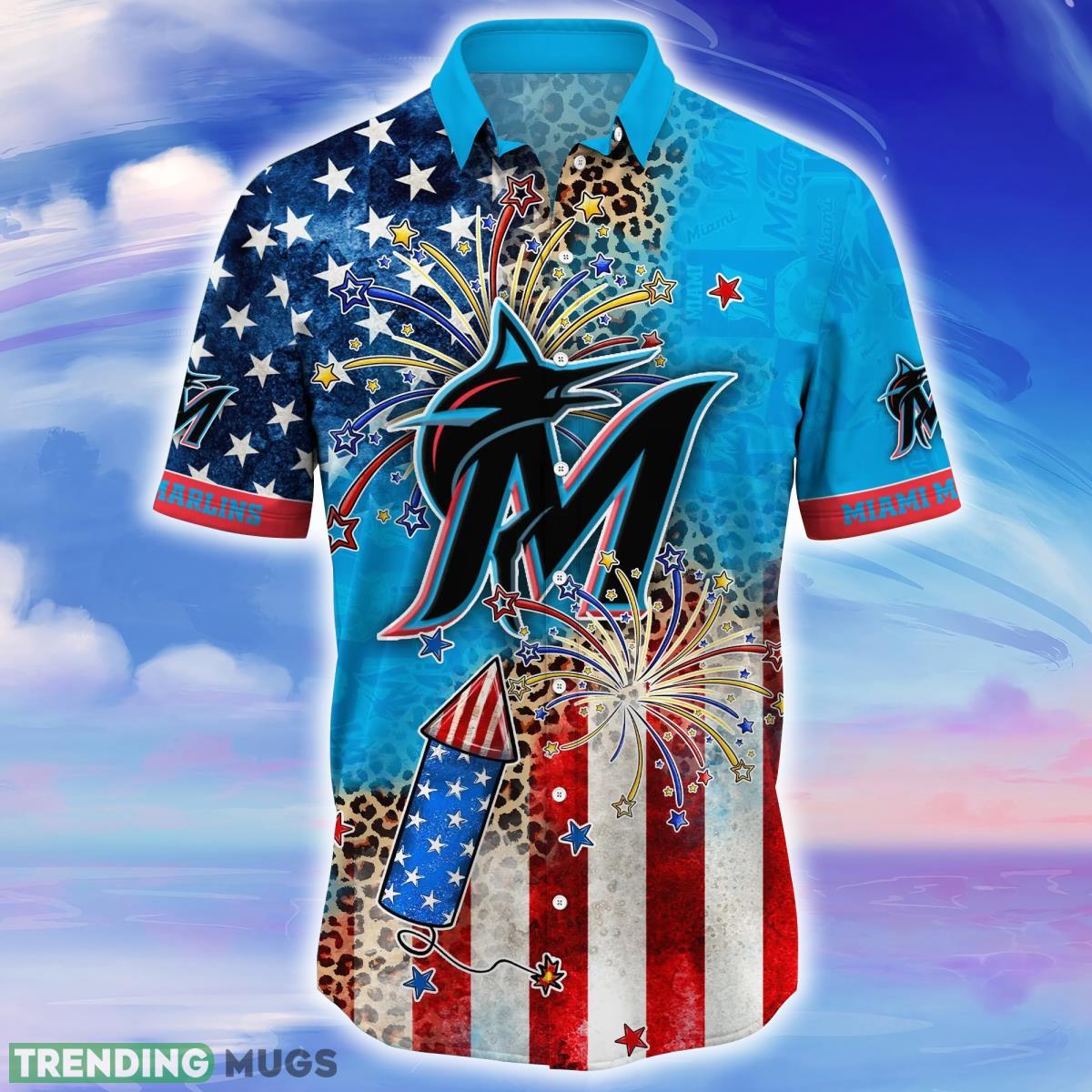 Miami Marlins MLB Hawaiian Shirt Independence Day Shirt For Fans Hawaiian Shirt Miami Marlins MLB Hawaiian Shirt Independence Day Shirt For Fans Hawaiian Shirt