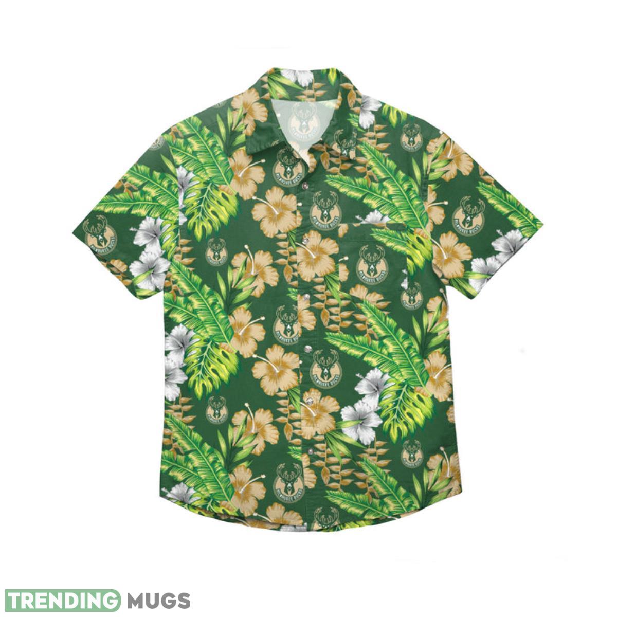 Milwaukee Bucks NBA Floral Button Up Shirt Product Photo 1