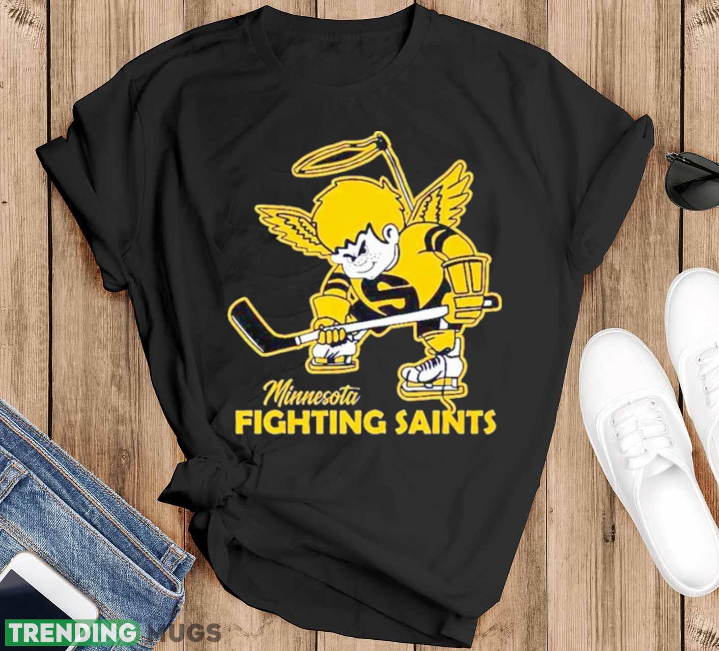 minnesota Fighting Saints hockey mascot shirt - Black T-Shirt minnesota Fighting Saints hockey mascot shirt - Black T-Shirt