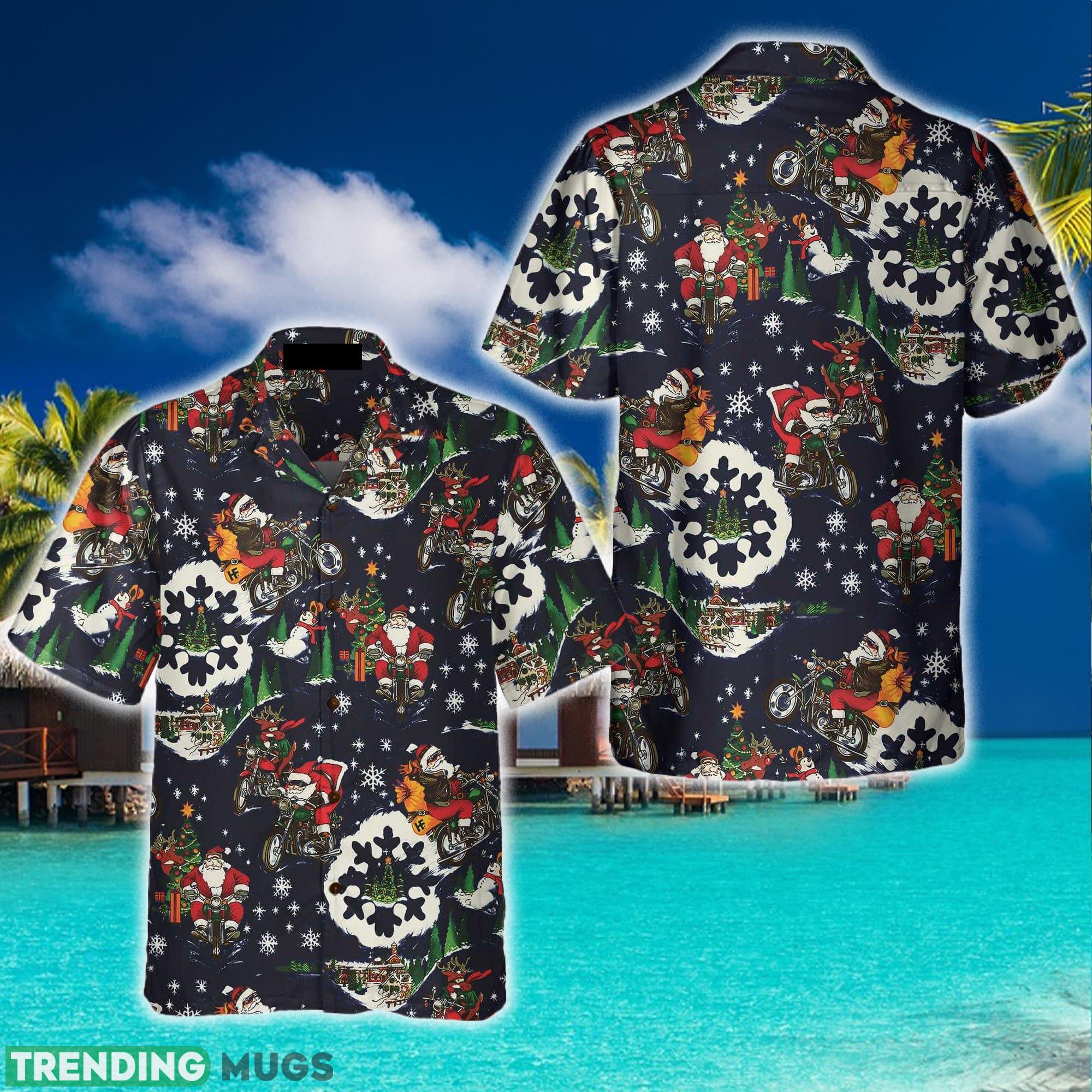 Santa On Motorcycle Blue Christmas Hawaiian Shirt Idea Summer Gift For Men And Women - Santa On Motorcycle Blue Christmas Hawaiian Shirt For Men, Funny Christmas Gift For Motorcycle Lover_1 Santa On Motorcycle Blue Christmas Hawaiian Shirt Idea Summer Gift For Men And Women - Santa On Motorcycle Blue Christmas Hawaiian Shirt For Men, Funny Christmas Gift For Motorcycle Lover_1