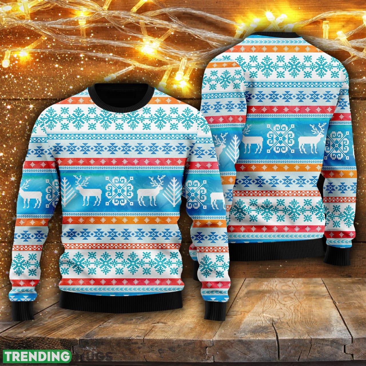 Santa's Reindeer Blue Pattern Ugly Christmas Sweater Men And Women Gift For Christmas 3D Sweater Santa's Reindeer Blue Pattern Ugly Christmas Sweater Men And Women Gift For Christmas - Santa's Reindeer Blue Pattern Ugly Christmas Sweater For Men & Women UH2079_1