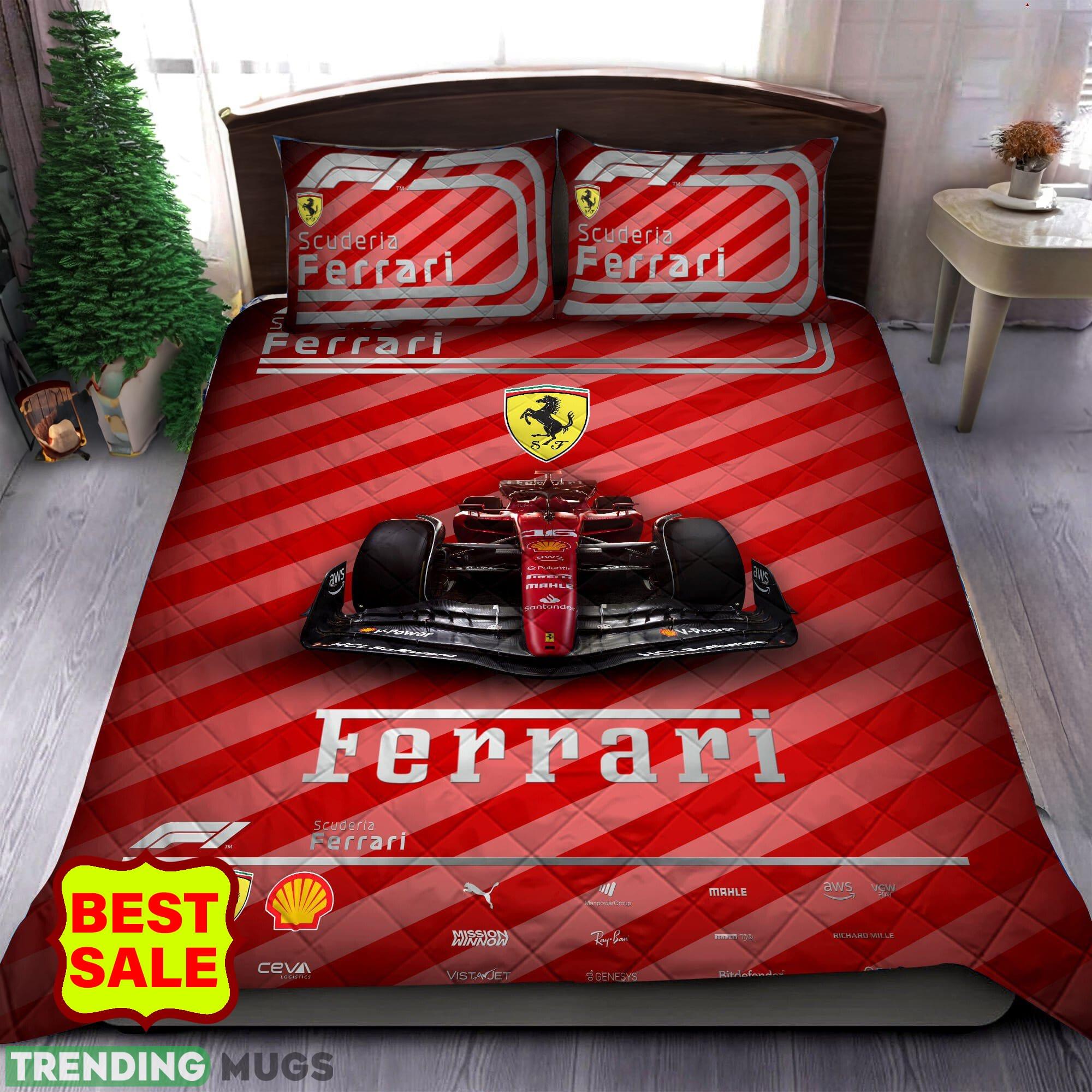 Scuderia Ferrari Big Logo Christmas Quilt Sets Comfort Full Size King Queen Twin - Scuderia Ferrari Quilt Set_1 Scuderia Ferrari Big Logo Christmas Quilt Sets Comfort Full Size King Queen Twin - Scuderia Ferrari Quilt Set_1