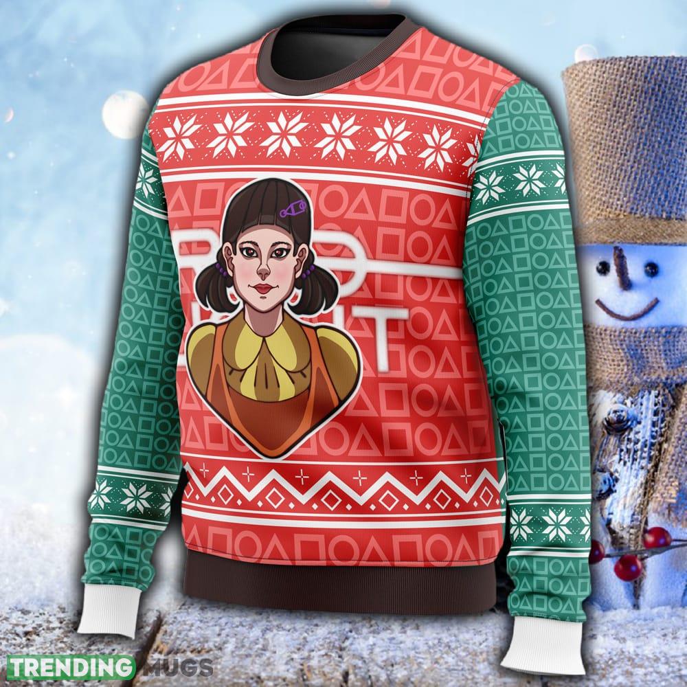 Squid Game Red Light Green Light Doll Ugly Christmas 3D Sweater For Men And Women Gift Christmas 3D Sweater Squid Game Red Light Green Light Doll Ugly Christmas 3D Sweater For Men And Women Gift Christmas 3D Sweater