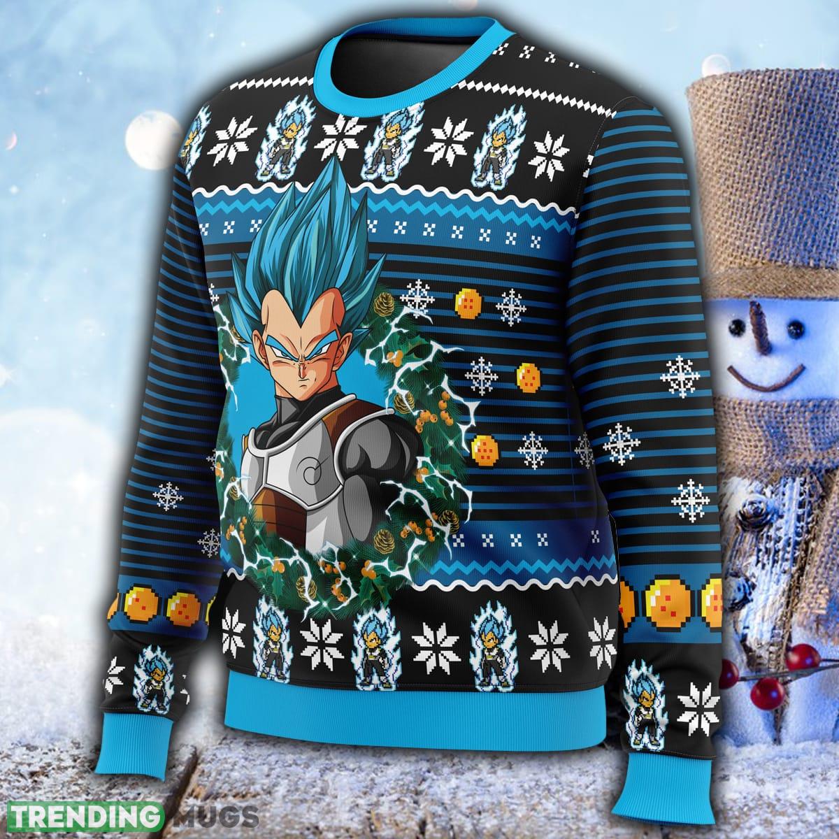 Super Saiyan Blue Vegeta Ugly Christmas 3D Sweater For Men And Women Gift Christmas 3D Sweater Super Saiyan Blue Vegeta Ugly Christmas 3D Sweater For Men And Women Gift Christmas 3D Sweater