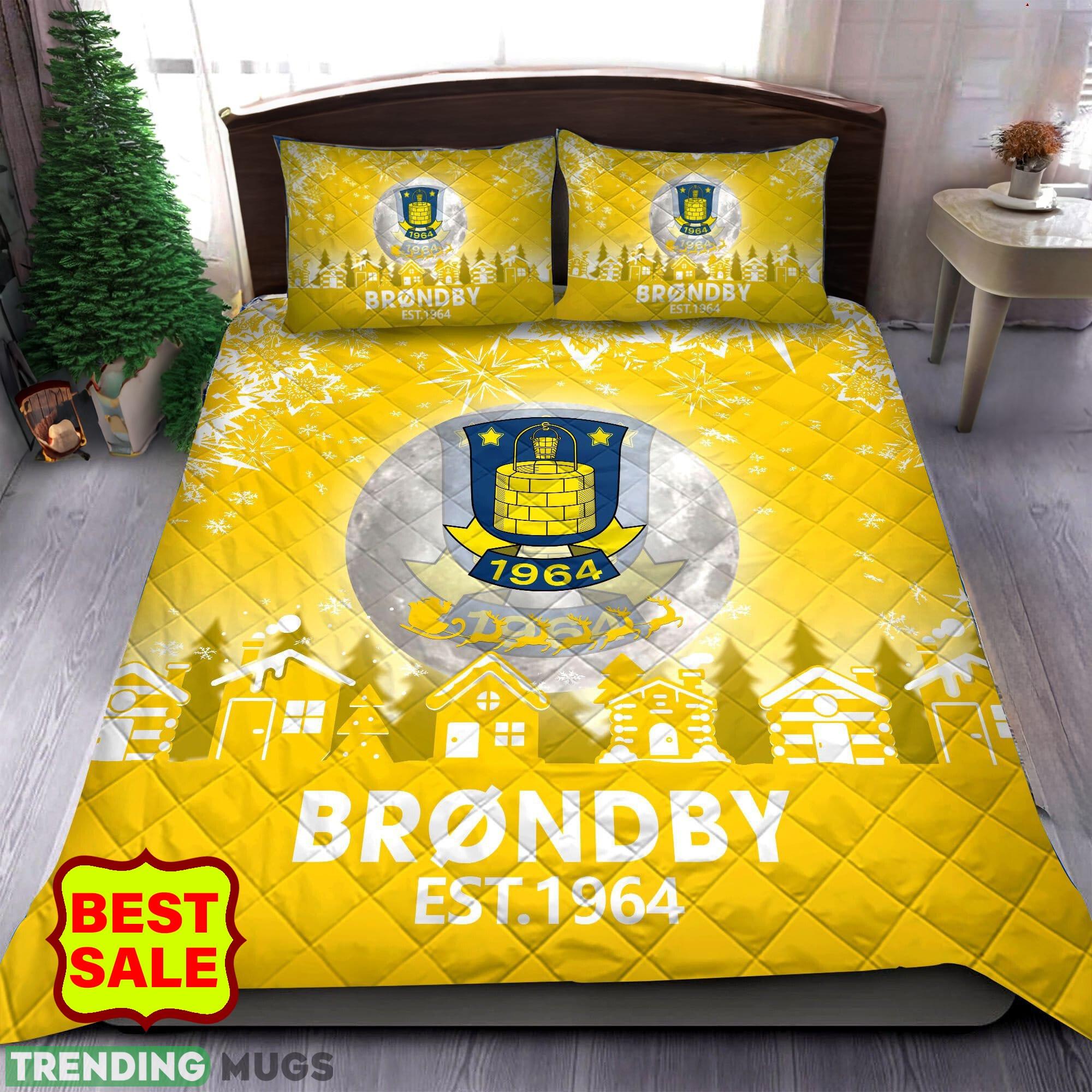 Superliga Danish 1st Division Brøndby IF Big Logo Christmas Quilt Sets Yellow Full Size King Queen Twin - Superliga Danish 1st Division Brøndby IF Quilt Set_1 Superliga Danish 1st Division Brøndby IF Big Logo Christmas Quilt Sets Yellow Full Size King Queen Twin - Superliga Danish 1st Division Brøndby IF Quilt Set_1