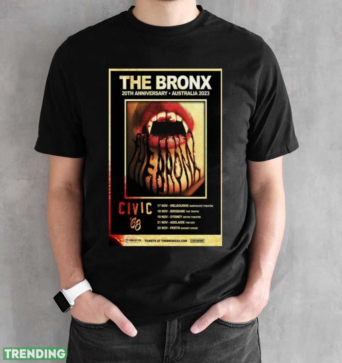 the Bronx 20th Anniversary Tour Australia 2023 Poster Shirt Dark Shirt the Bronx 20th Anniversary Tour Australia 2023 Poster Shirt Dark Shirt