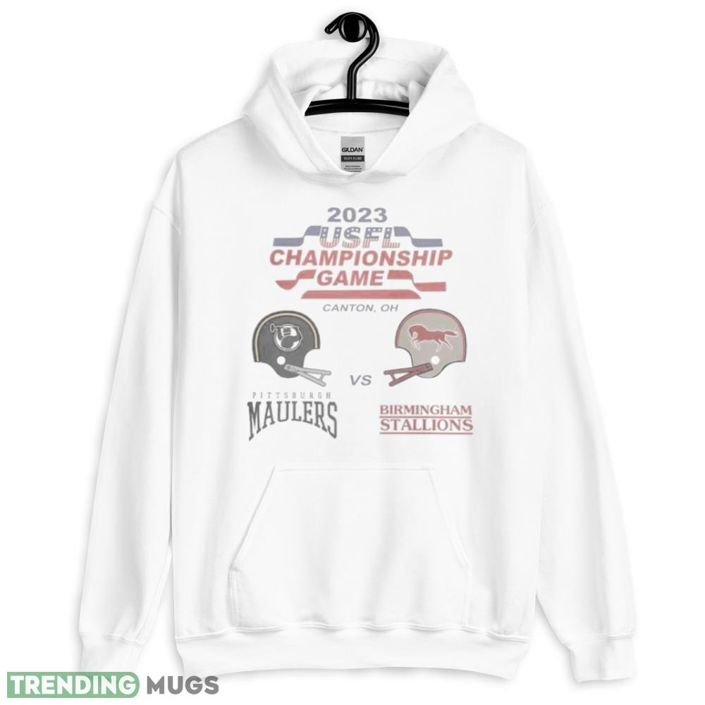 Usfl Game Football Championship Birmingham Stallions Vs Pittsburgh Maulers Match Up 2023 Canton OH Shirt - 18500 Unisex Heavy Blend Hooded Sweatshirt-1 Usfl Game Football Championship Birmingham Stallions Vs Pittsburgh Maulers Match Up 2023 Canton OH Shirt - 18500 Unisex Heavy Blend Hooded Sweatshirt-1