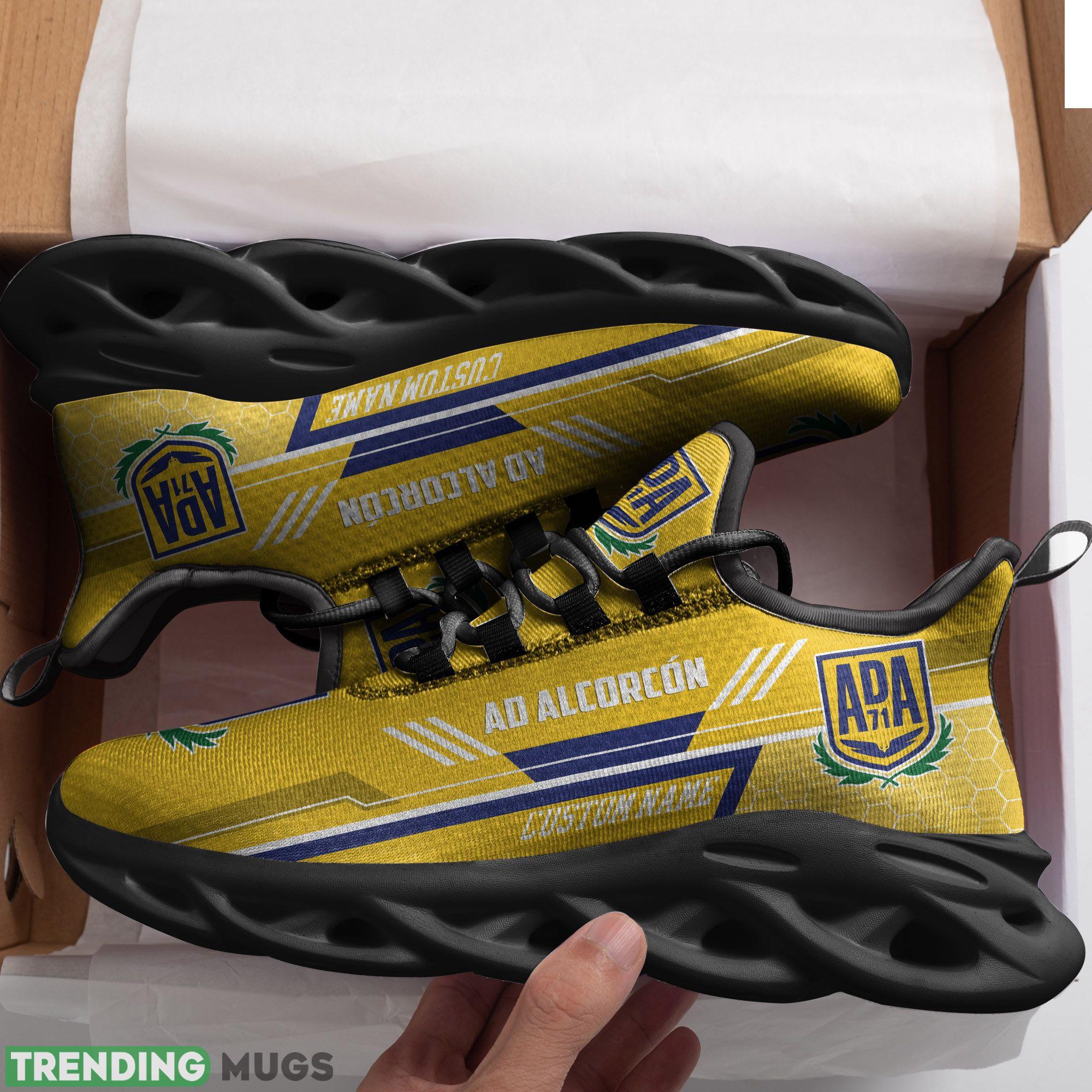 AD Alcorcon Logo Running Sneaker Custom Name Max Soul Shoes In Yellow Max Soul AD Alcorcon Logo Running Sneaker Custom Name Max Soul Shoes In Yellow Max Soul