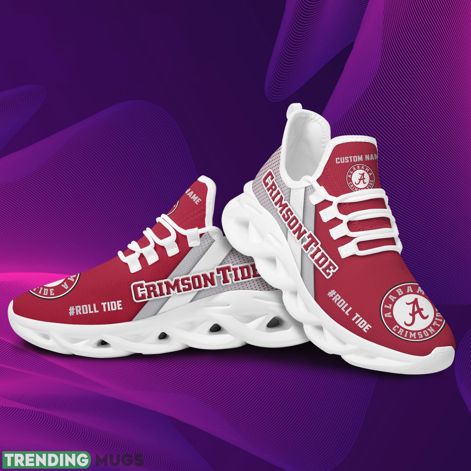 Alabama Crimson Tide Logo Custom Name Running Sneaker Max Soul Shoes In Red And Gray Max Soul Alabama Crimson Tide Logo Custom Name Running Sneaker Max Soul Shoes In Red And Gray Max Soul