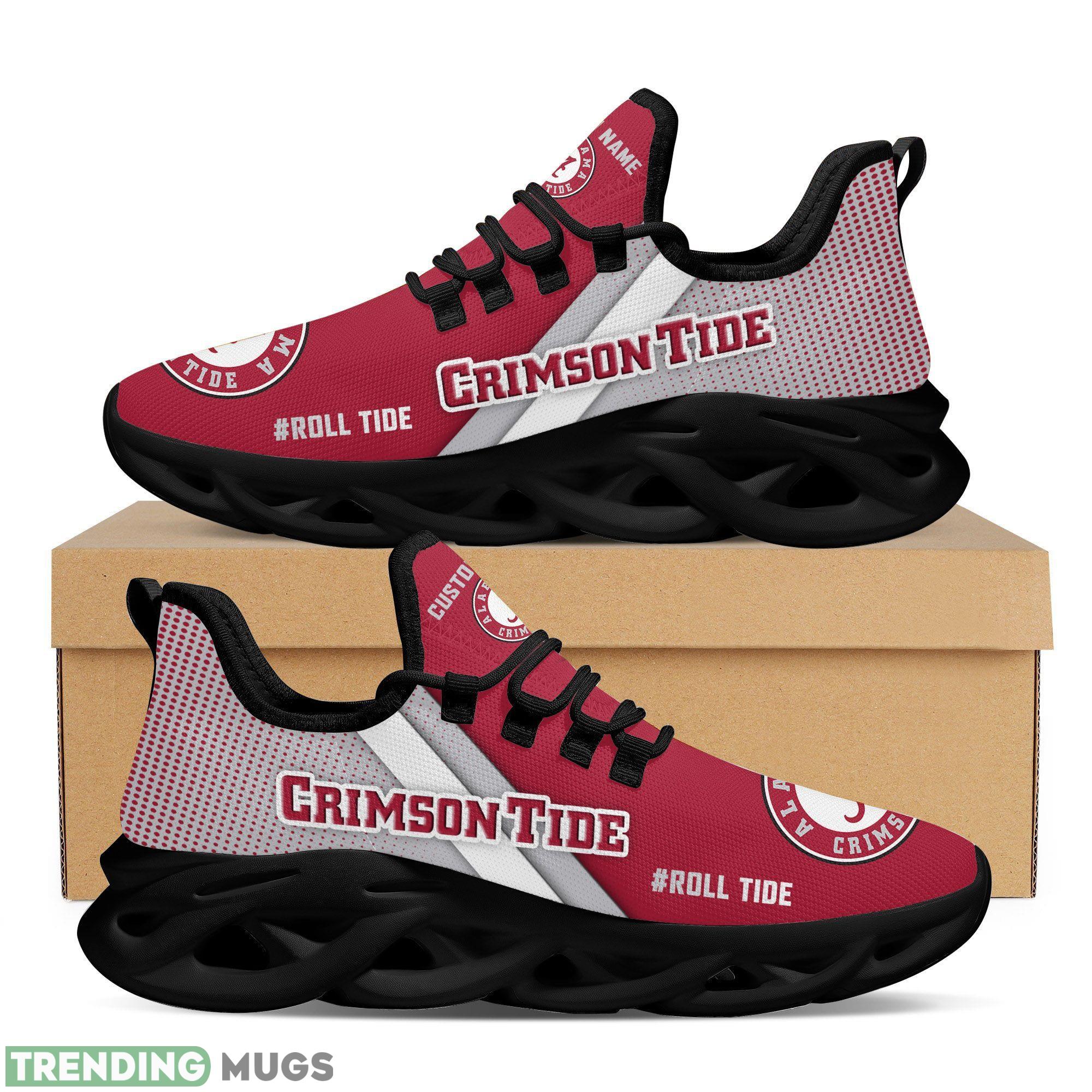 Alabama Crimson Tide Logo Custom Name Running Sneaker Max Soul Shoes In Red And Gray Max Soul Alabama Crimson Tide Logo Custom Name Running Sneaker Max Soul Shoes In Red And Gray Max Soul
