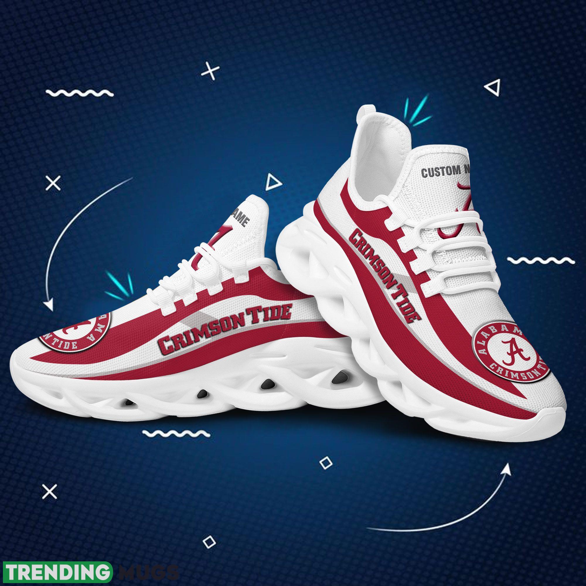 Alabama Crimson Tide Logo Custom Name Running Sneaker Max Soul Shoes In Red And White Max Soul Alabama Crimson Tide Logo Custom Name Running Sneaker Max Soul Shoes In Red And White Max Soul