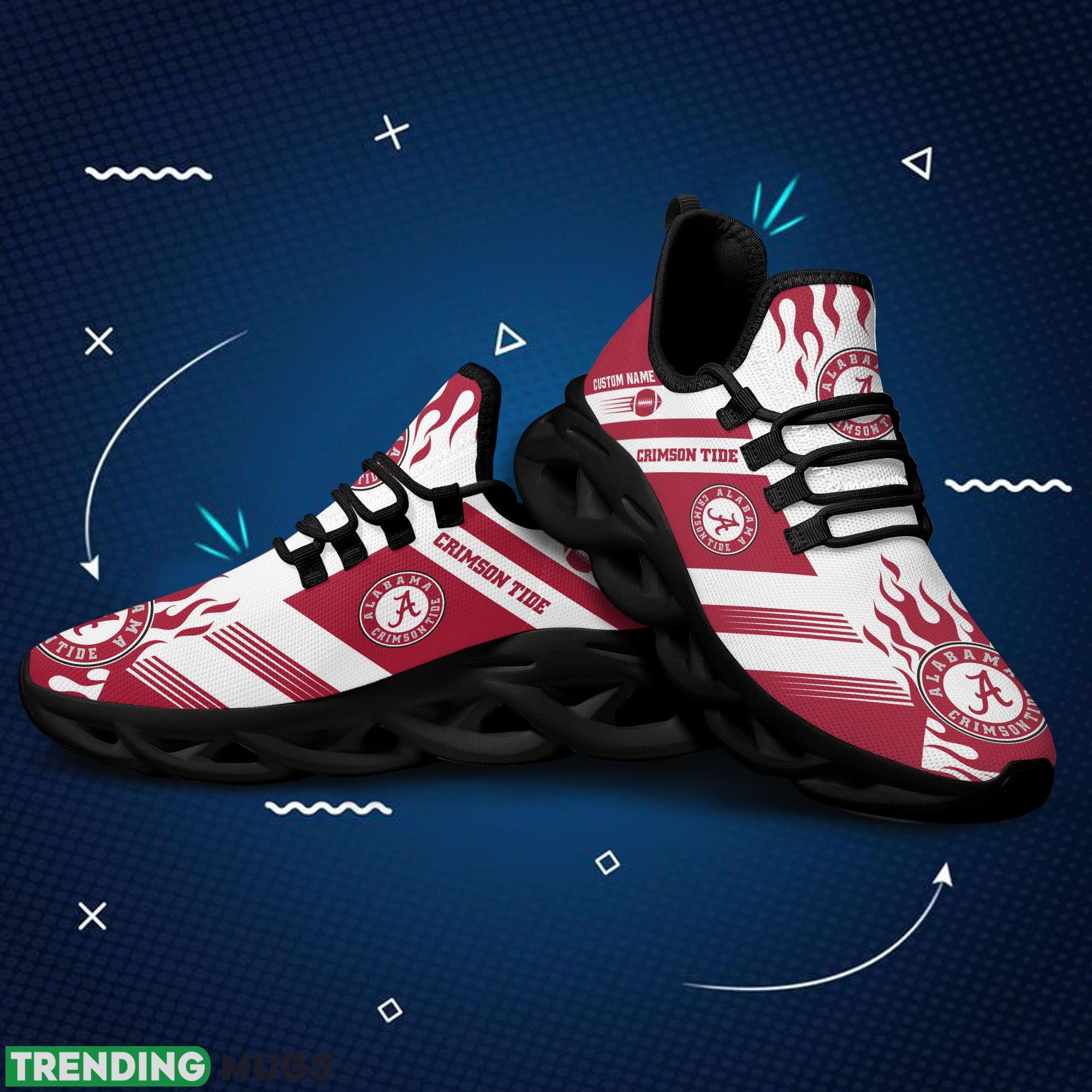 Alabama Crimson Tide Logo Fire Running Sneaker Custom Name Max Soul Shoes Max Soul Alabama Crimson Tide Logo Fire Running Sneaker Custom Name Max Soul Shoes Max Soul