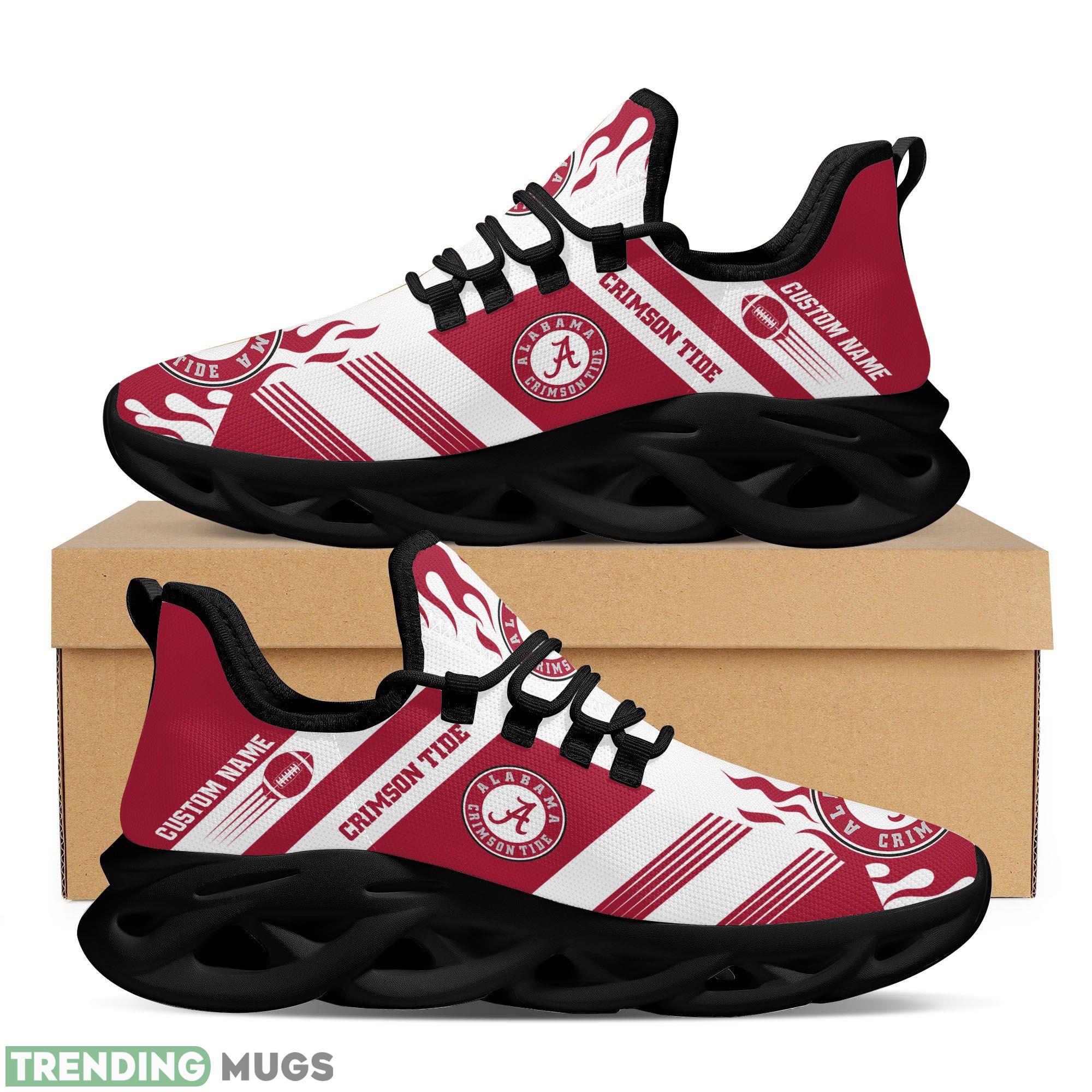 Alabama Crimson Tide Logo Fire Running Sneaker Custom Name Max Soul Shoes Max Soul Alabama Crimson Tide Logo Fire Running Sneaker Custom Name Max Soul Shoes Max Soul