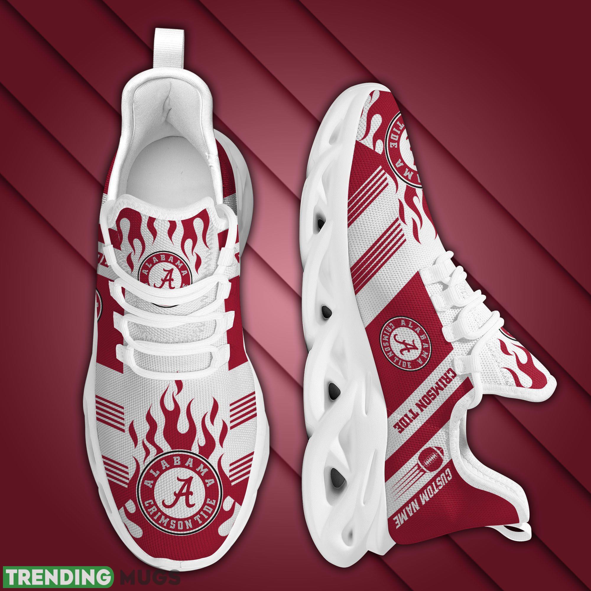 Alabama Crimson Tide Logo Fire Running Sneaker Custom Name Max Soul Shoes Max Soul Alabama Crimson Tide Logo Fire Running Sneaker Custom Name Max Soul Shoes Max Soul