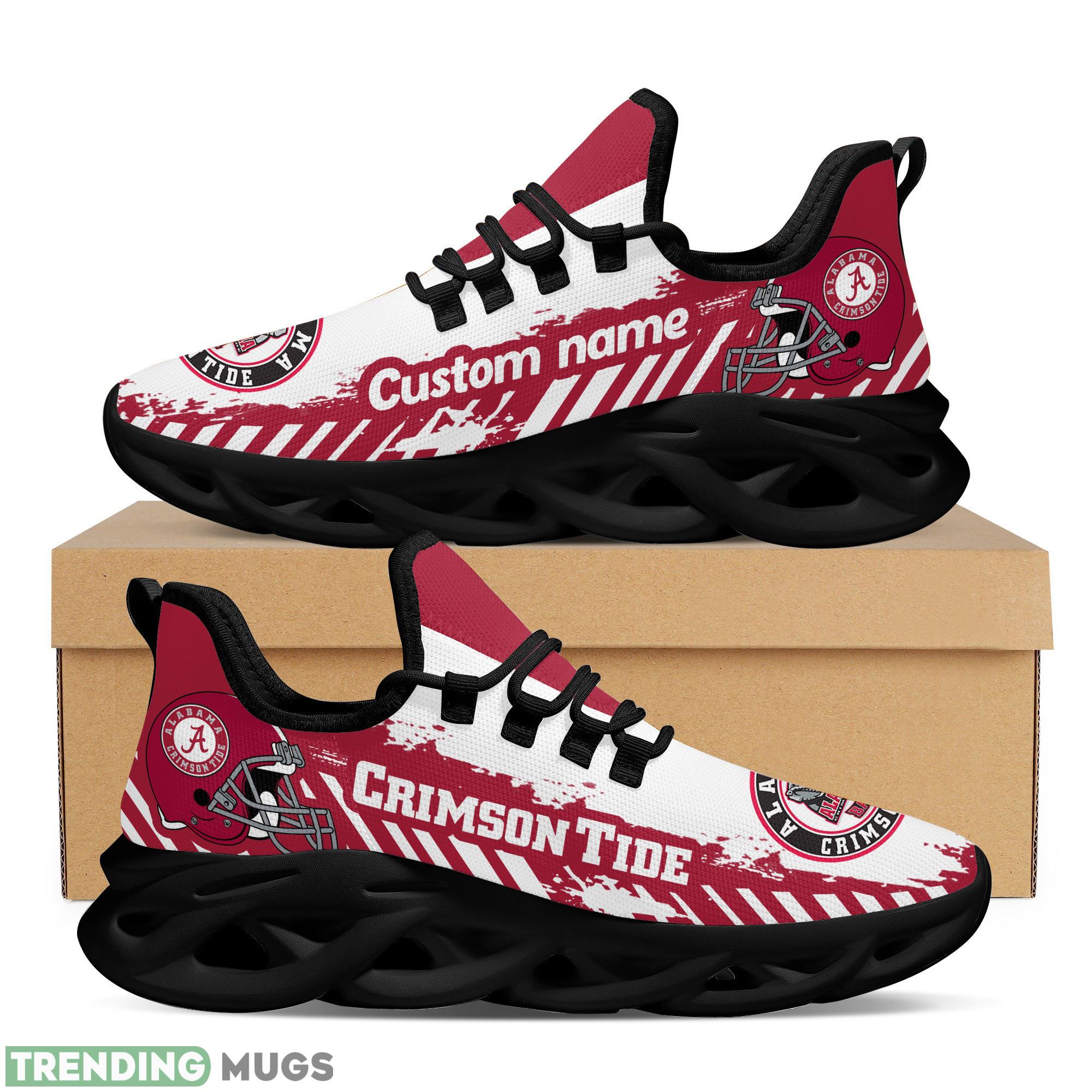 Alabama Crimson Tide Logo Helmet And Stripe Running Sneaker Custom Name Max Soul Shoes Max Soul Alabama Crimson Tide Logo Helmet And Stripe Running Sneaker Custom Name Max Soul Shoes Max Soul