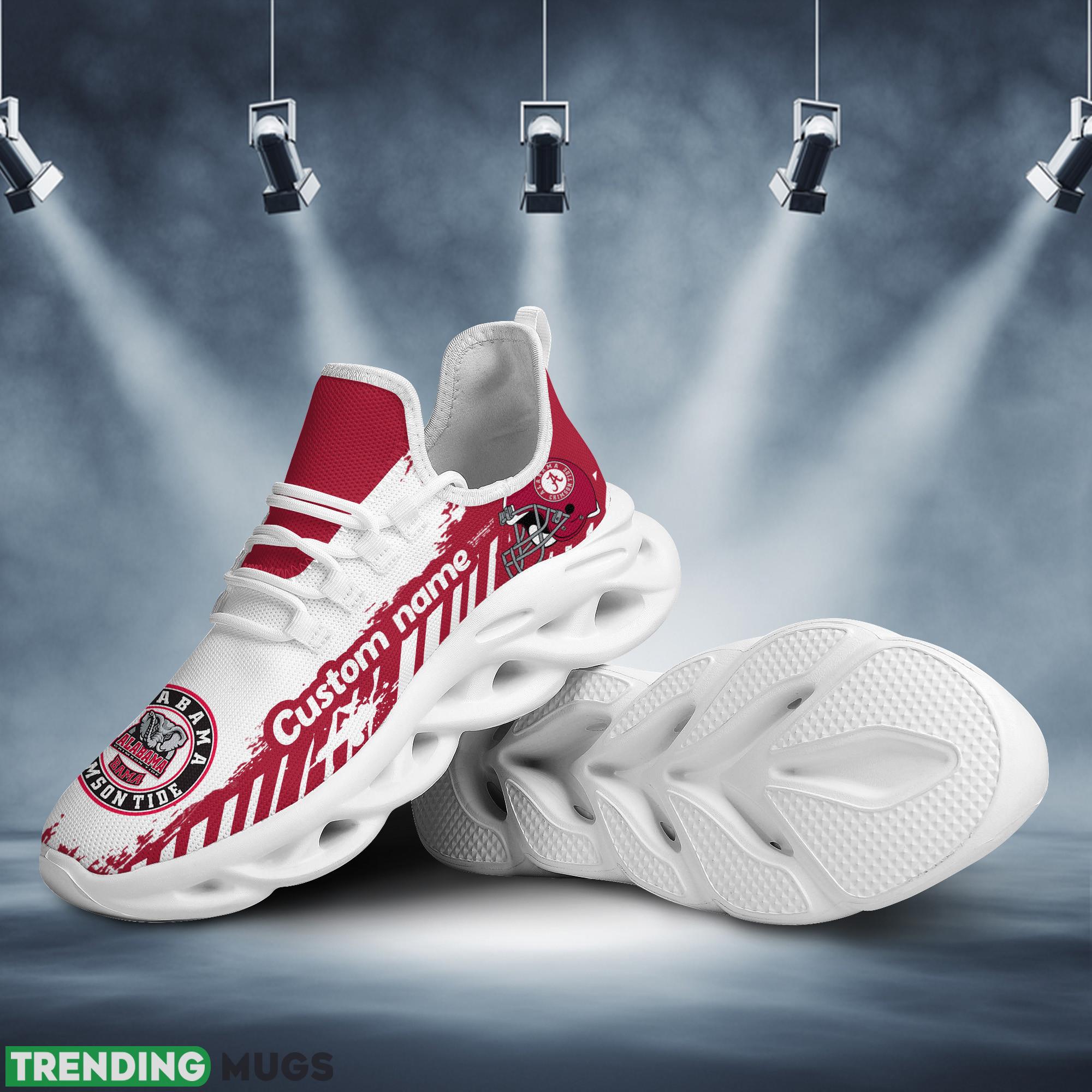 Alabama Crimson Tide Logo Helmet And Stripe Running Sneaker Custom Name Max Soul Shoes Max Soul Alabama Crimson Tide Logo Helmet And Stripe Running Sneaker Custom Name Max Soul Shoes Max Soul