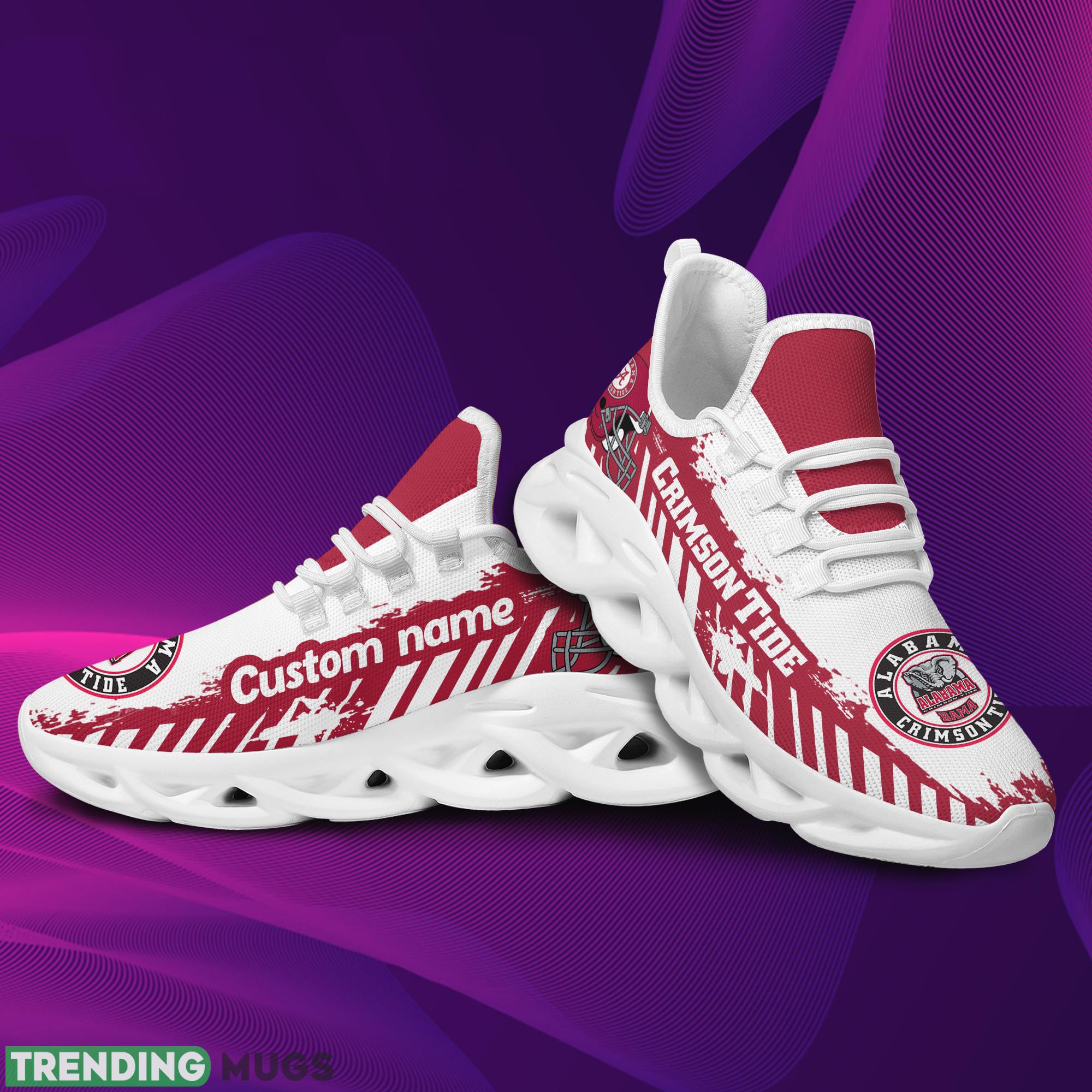 Alabama Crimson Tide Logo Helmet And Stripe Running Sneaker Custom Name Max Soul Shoes Max Soul Alabama Crimson Tide Logo Helmet And Stripe Running Sneaker Custom Name Max Soul Shoes Max Soul