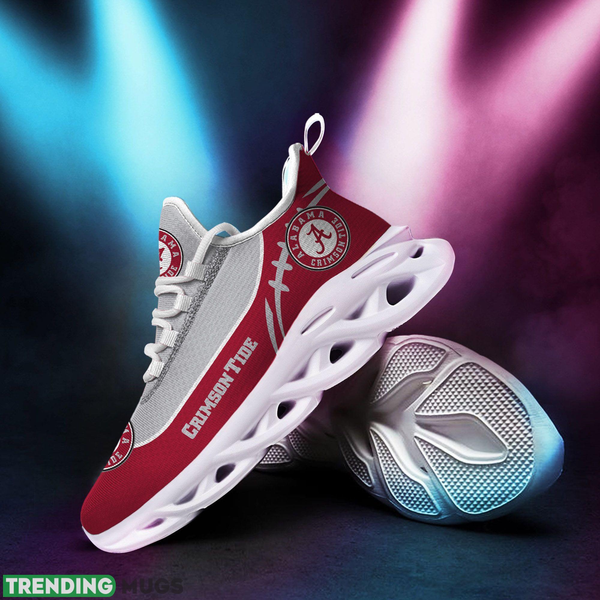 Alabama Crimson Tide Logo Running Sneaker Custom Name Max Soul Shoes In Red And Gray Max Soul Alabama Crimson Tide Logo Running Sneaker Custom Name Max Soul Shoes In Red And Gray Max Soul