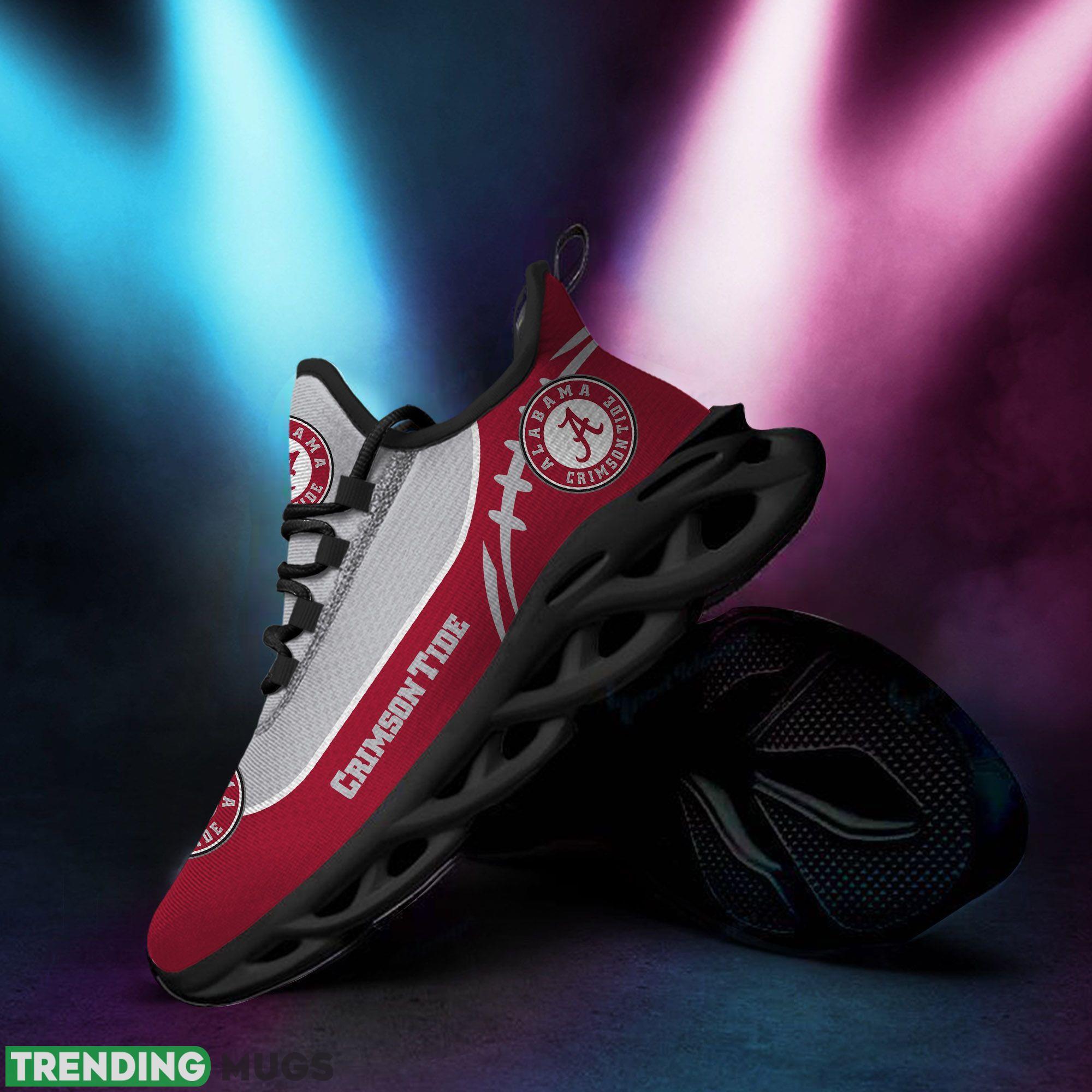 Alabama Crimson Tide Logo Running Sneaker Custom Name Max Soul Shoes In Red And Gray Max Soul Alabama Crimson Tide Logo Running Sneaker Custom Name Max Soul Shoes In Red And Gray Max Soul