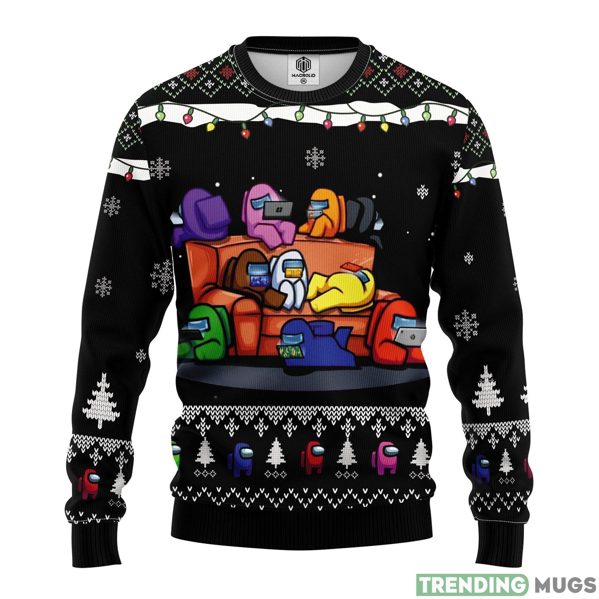 Among Us Black Thanksgiving Women Mens Ugly Christmas Sweater - Among Us Black Ugly Christmas Sweater Amazing Gift Idea Thanksgiving Gift_1