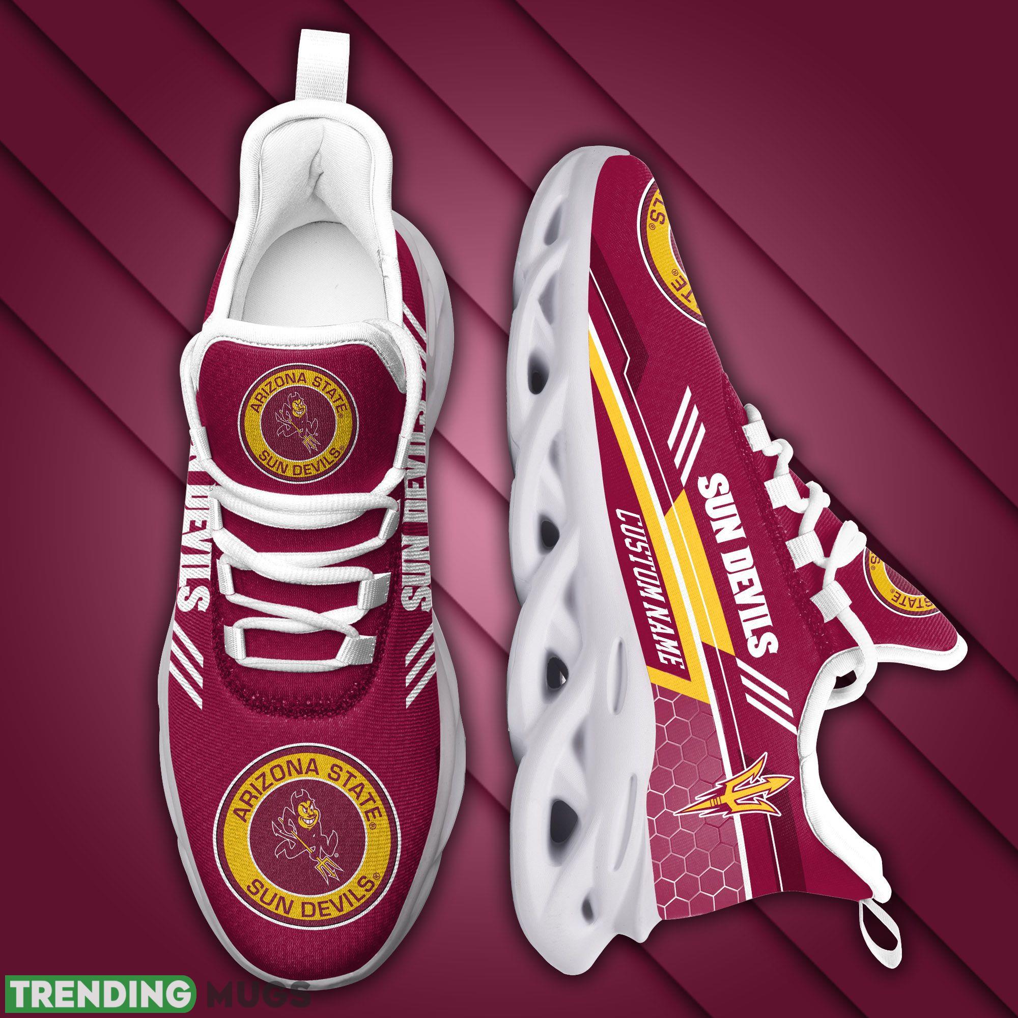 Arizona State Sun Devils Logo Custom Name Running Sneaker Max Soul Shoes In Red Max Soul Arizona State Sun Devils Logo Custom Name Running Sneaker Max Soul Shoes In Red Max Soul