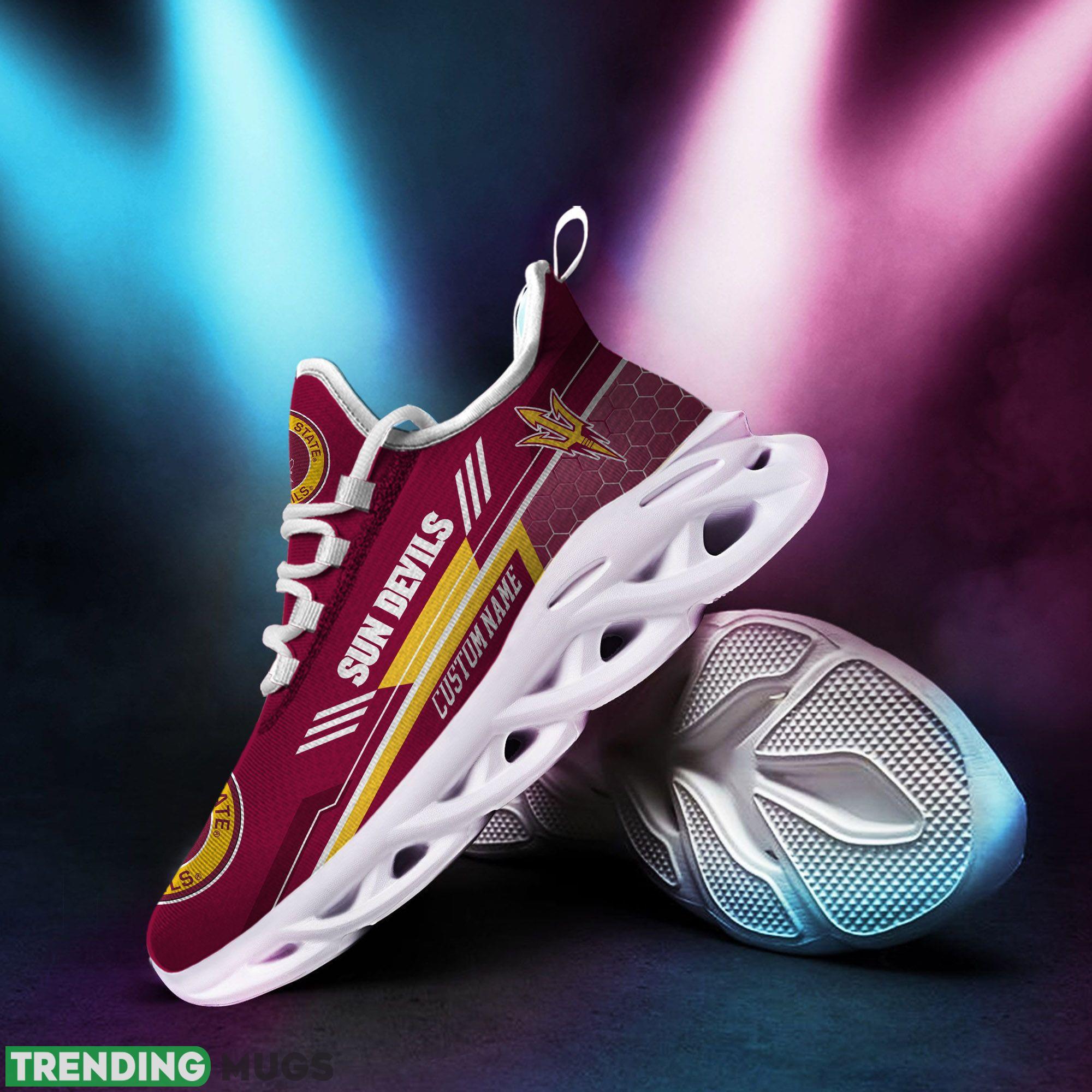 Arizona State Sun Devils Logo Custom Name Running Sneaker Max Soul Shoes In Red Max Soul Arizona State Sun Devils Logo Custom Name Running Sneaker Max Soul Shoes In Red Max Soul