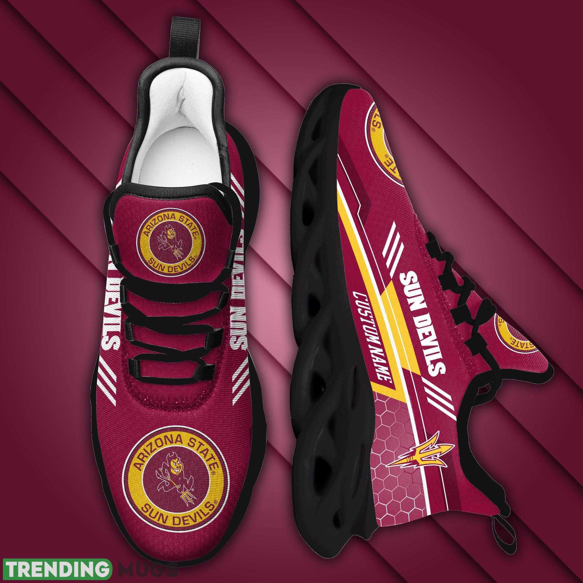 Arizona State Sun Devils Logo Running Sneaker Custom Name Max Soul Shoes In Maroon Max Soul Arizona State Sun Devils Logo Running Sneaker Custom Name Max Soul Shoes In Maroon Max Soul