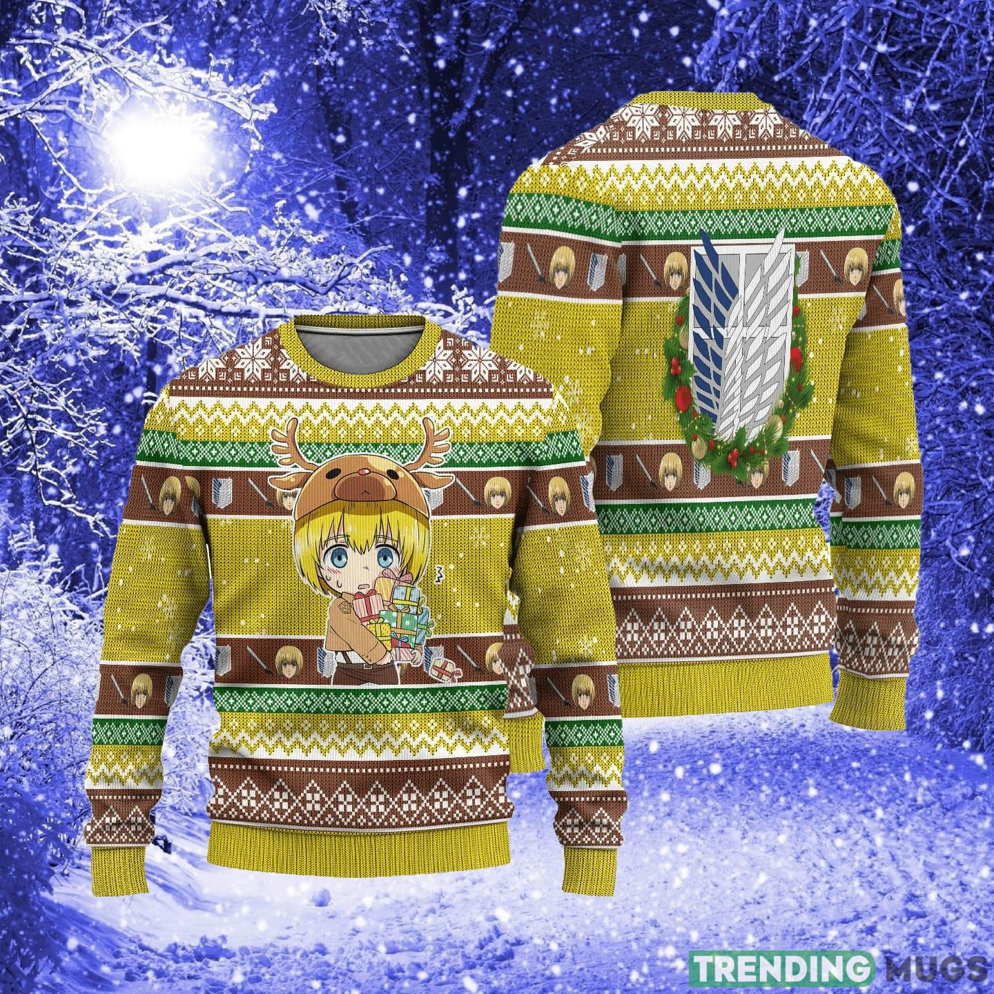 Armin Arlert Attack on Titan Anime Xmas Women Mens Ugly Christmas Sweater 3D Sweater Armin Arlert Attack on Titan Anime Xmas Women Mens Ugly Christmas Sweater 3D Sweater