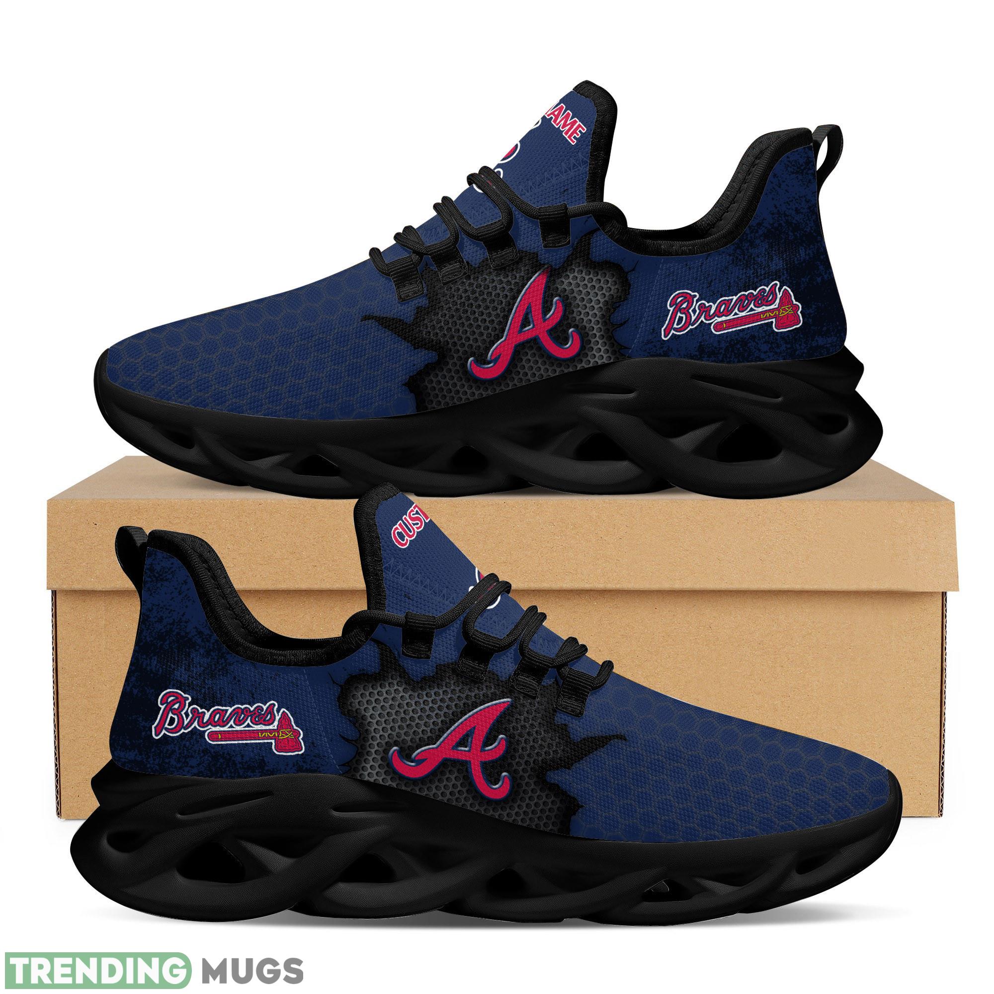Atlanta Braves Cracked Design Running Sneaker Custom Name Max Soul Shoes Max Soul Atlanta Braves Cracked Design Running Sneaker Custom Name Max Soul Shoes Max Soul